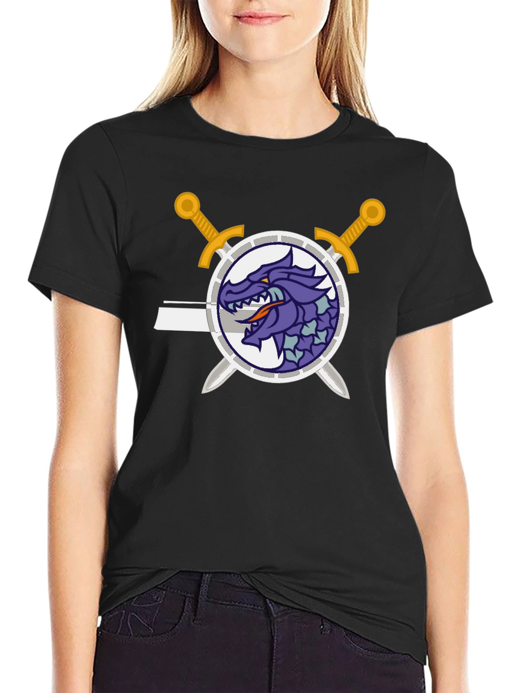 Dragon Crest Swordsman Black T-Shirt