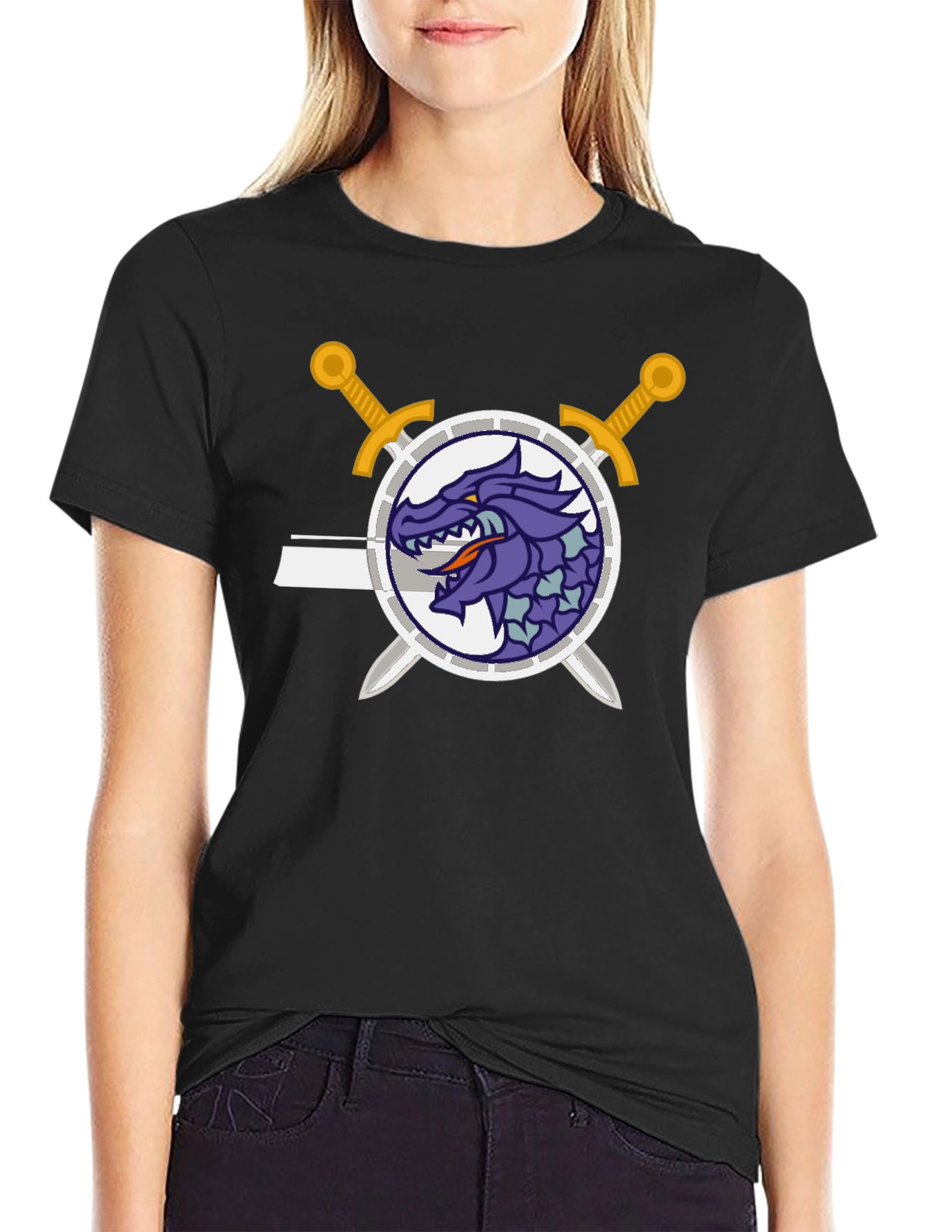 Dragon Crest Swordsman Black T-Shirt