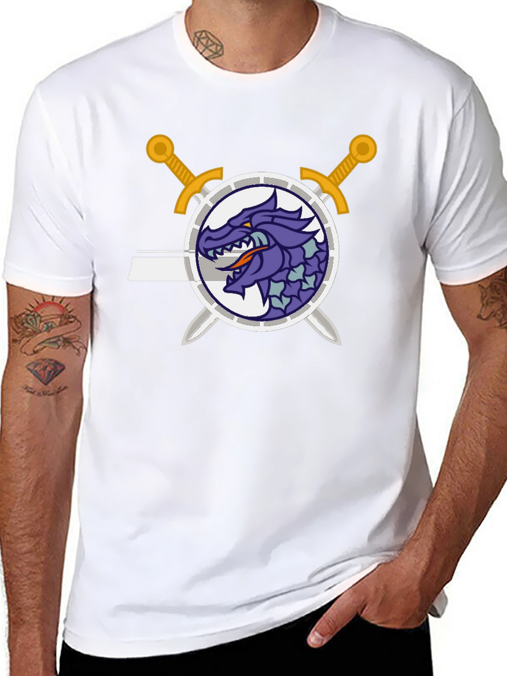 Dragon Crest Swordsman Black T-Shirt
