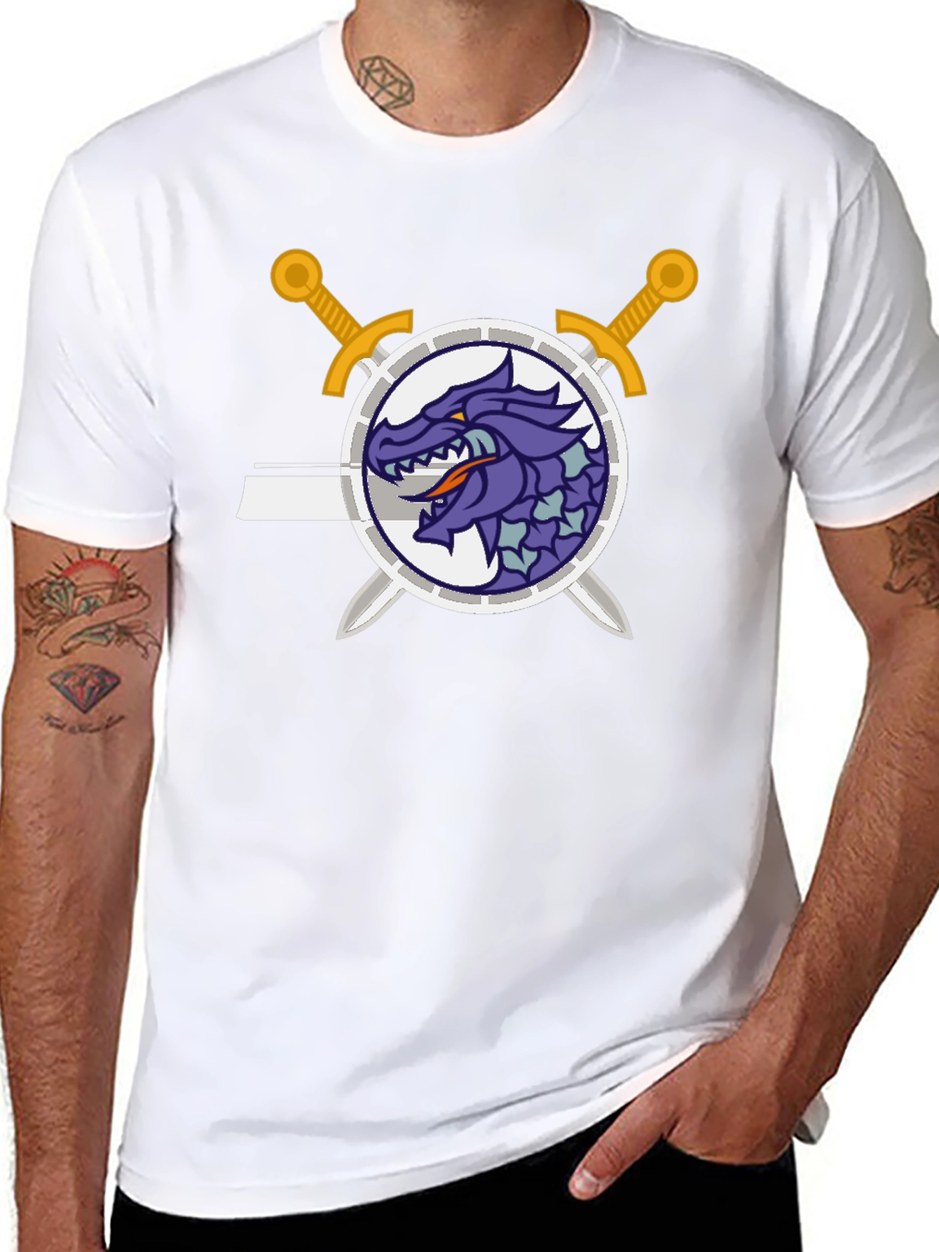 Dragon Crest Swordsman Black T-Shirt