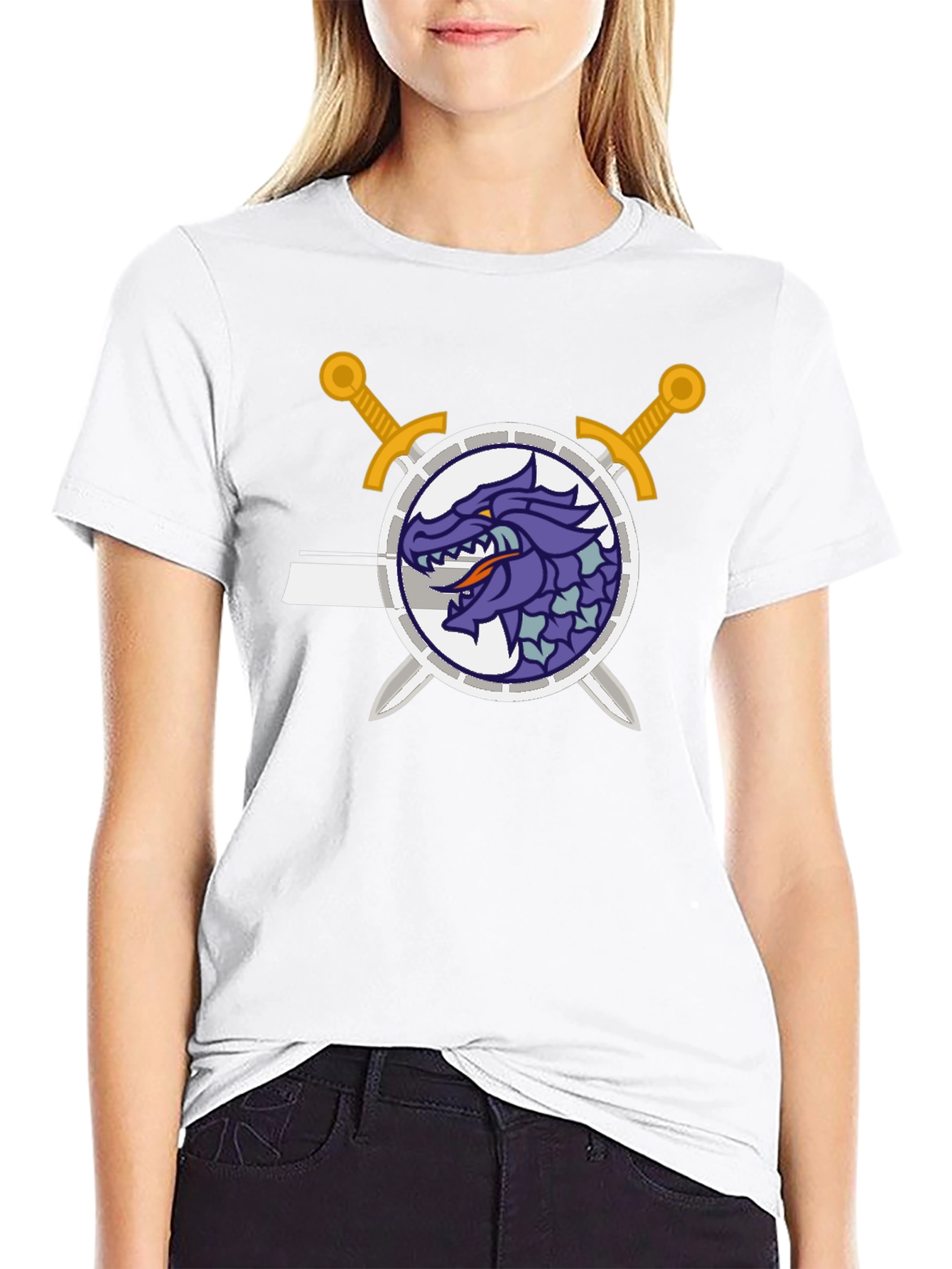 Dragon Crest Swordsman Black T-Shirt