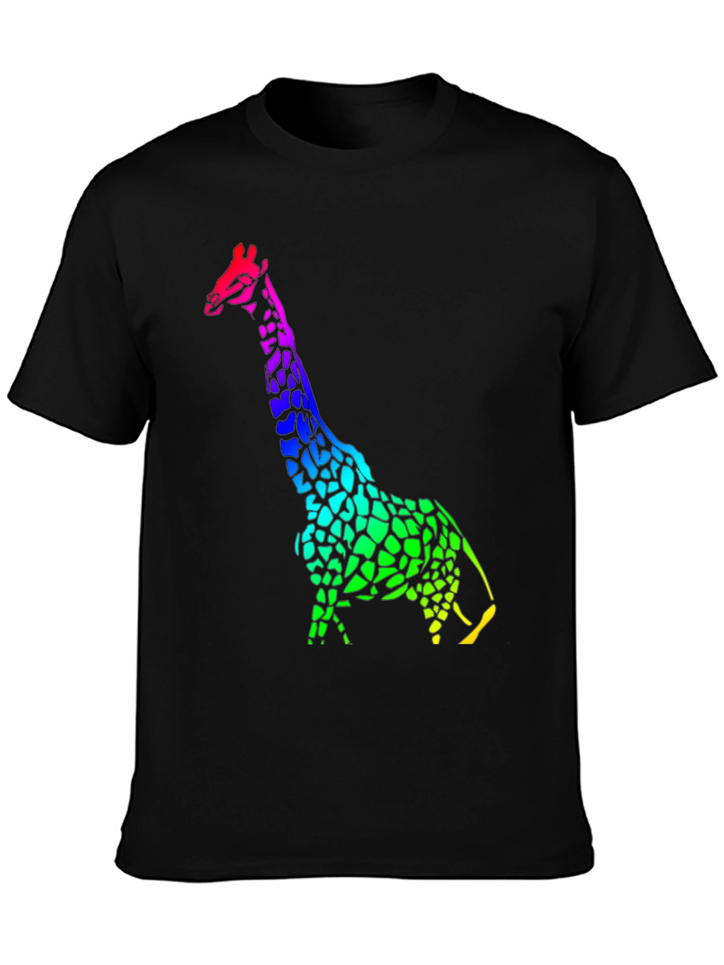 Rainbow Giraffe Black T-Shirt