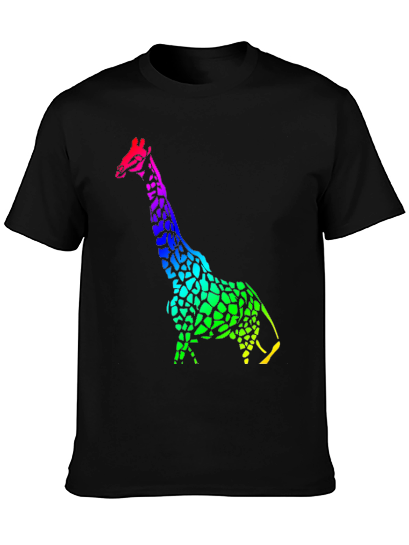 Rainbow Giraffe Black T-Shirt