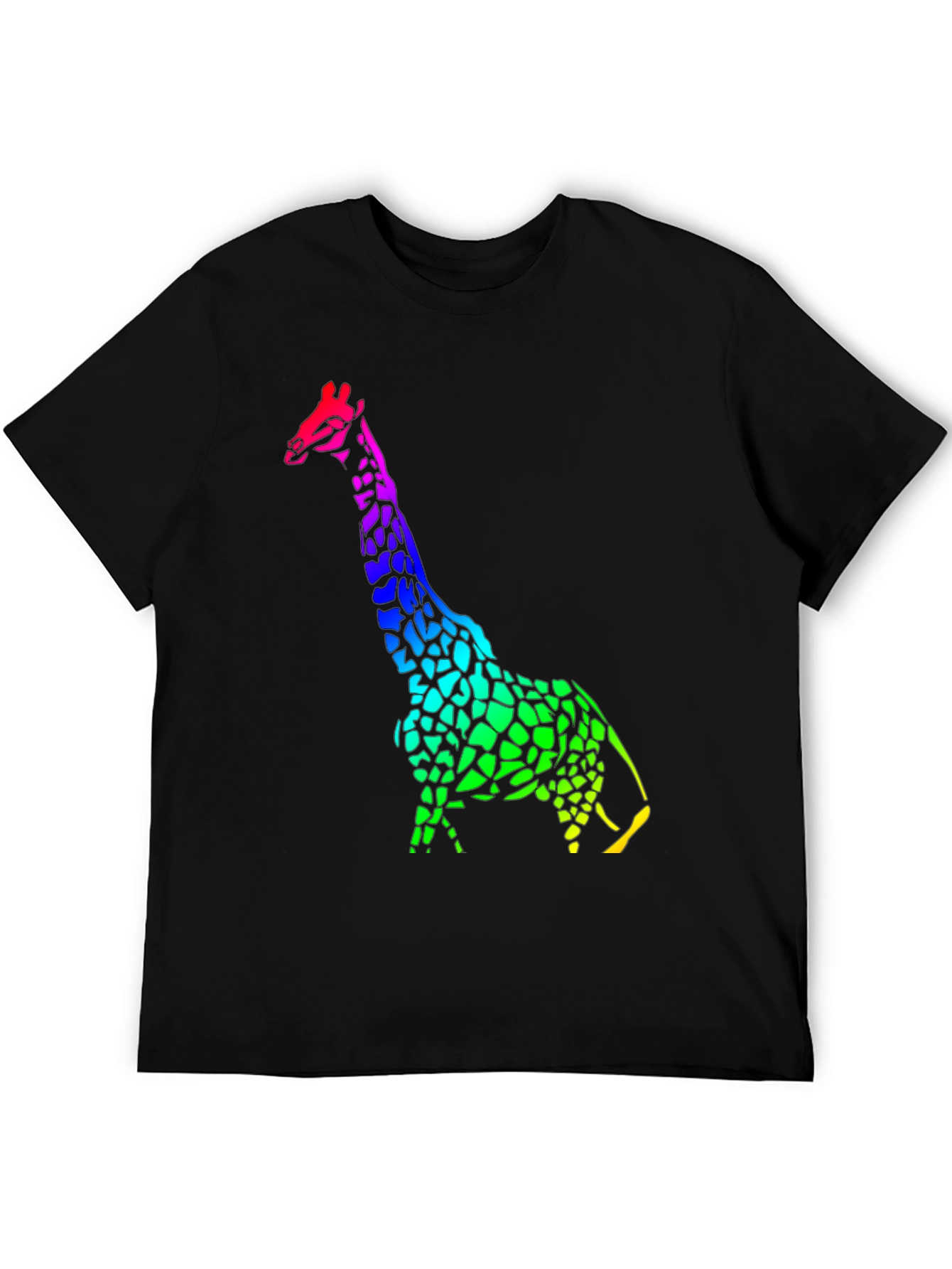 Rainbow Giraffe Black T-Shirt