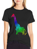Rainbow Giraffe Black T-Shirt