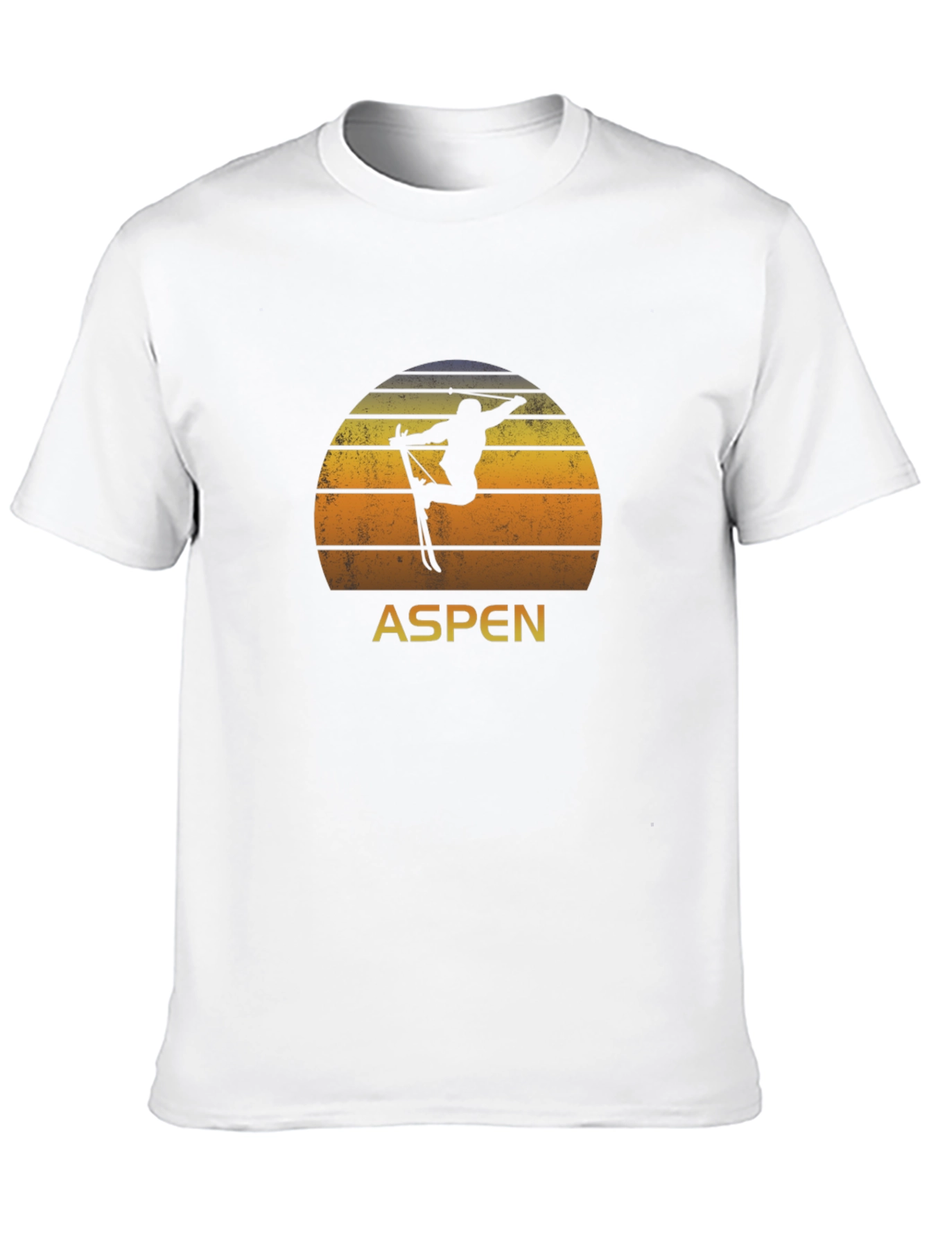 Aspen Retro Skiing T-Shirt - Black