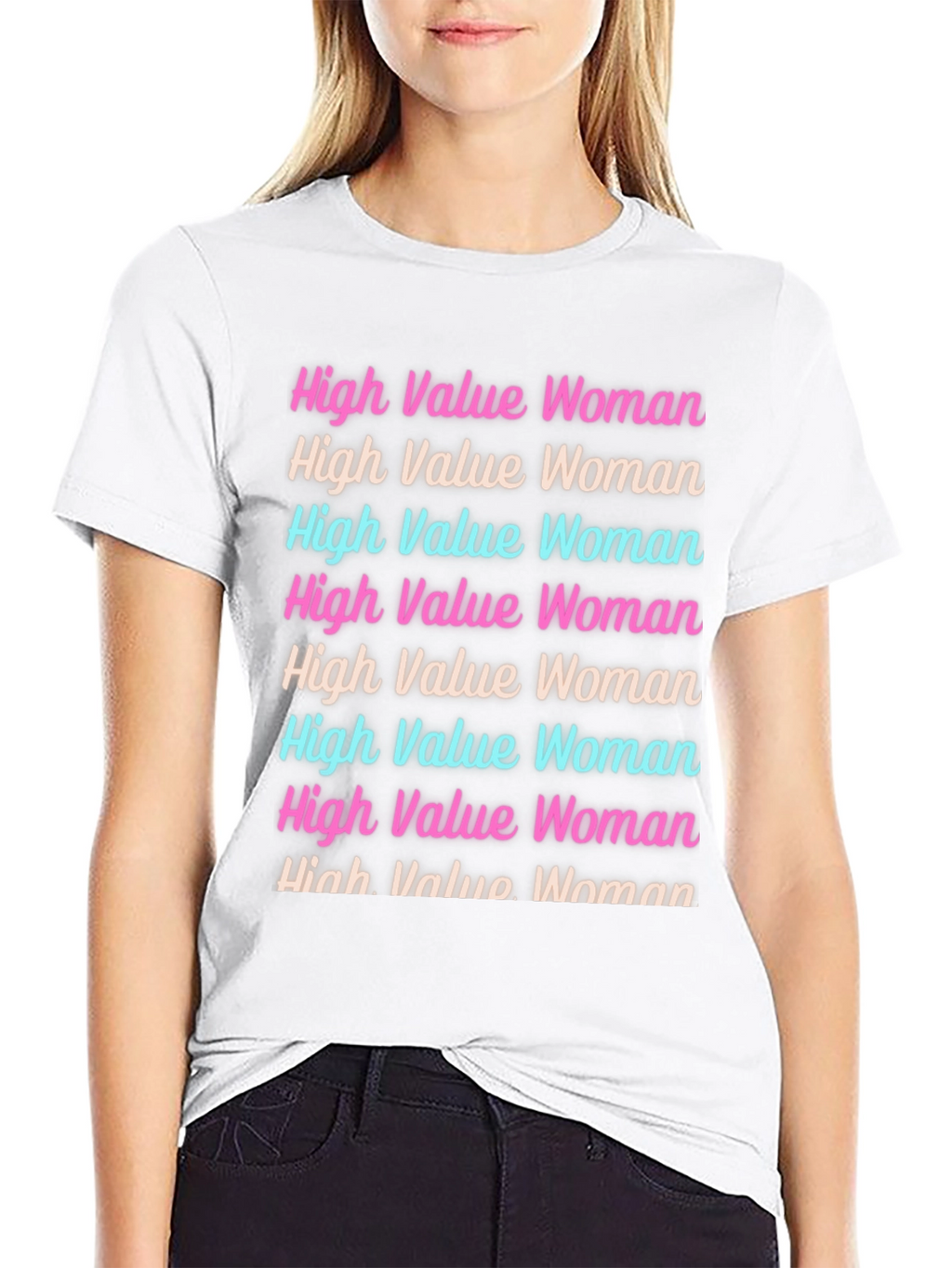 High Value Woman Graphic Tee - Trendy Black T-Shirt