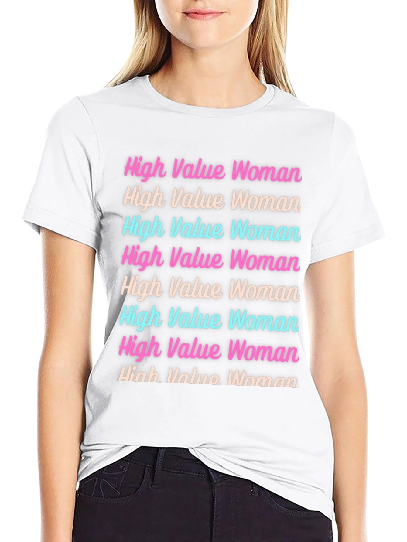 High Value Woman Graphic Tee - Trendy Black T-Shirt