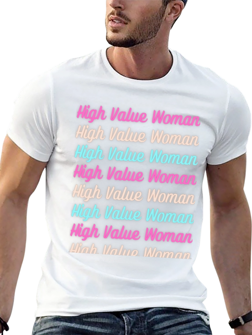High Value Woman Graphic Tee - Trendy Black T-Shirt