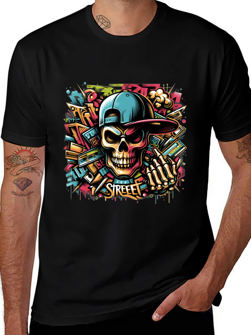 Street Art Skull Graphic Tee - Urban Style