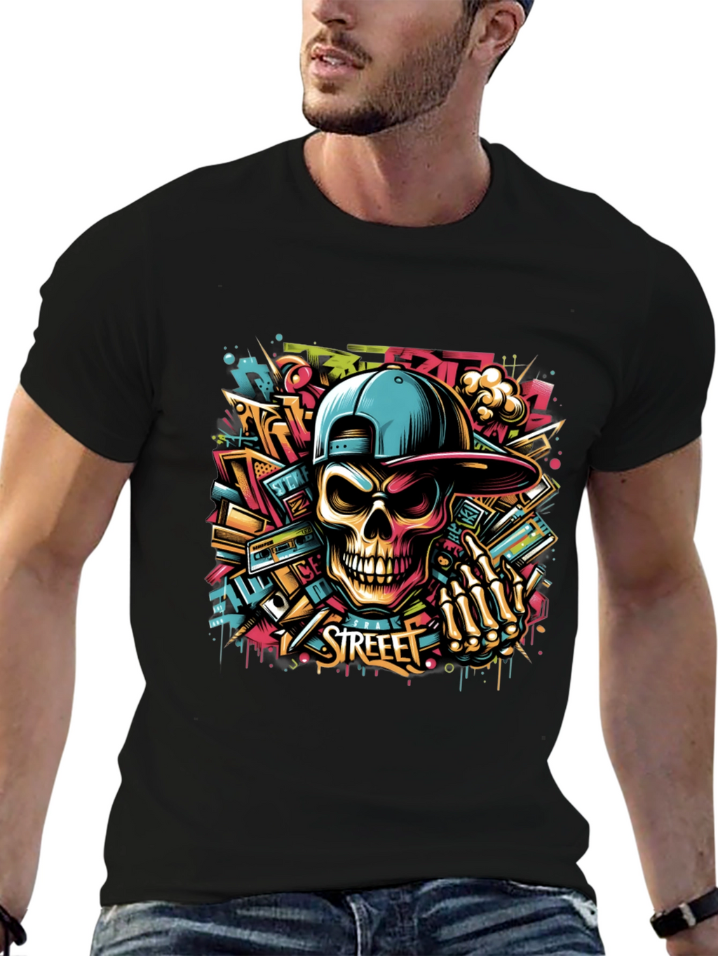 Street Art Skull Graphic Tee - Urban Style