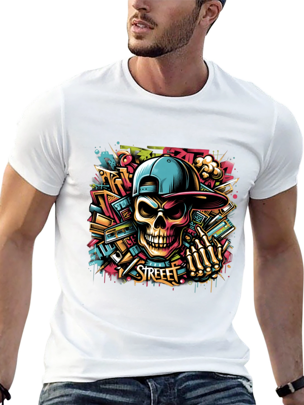 Street Art Skull Graphic Tee - Urban Style