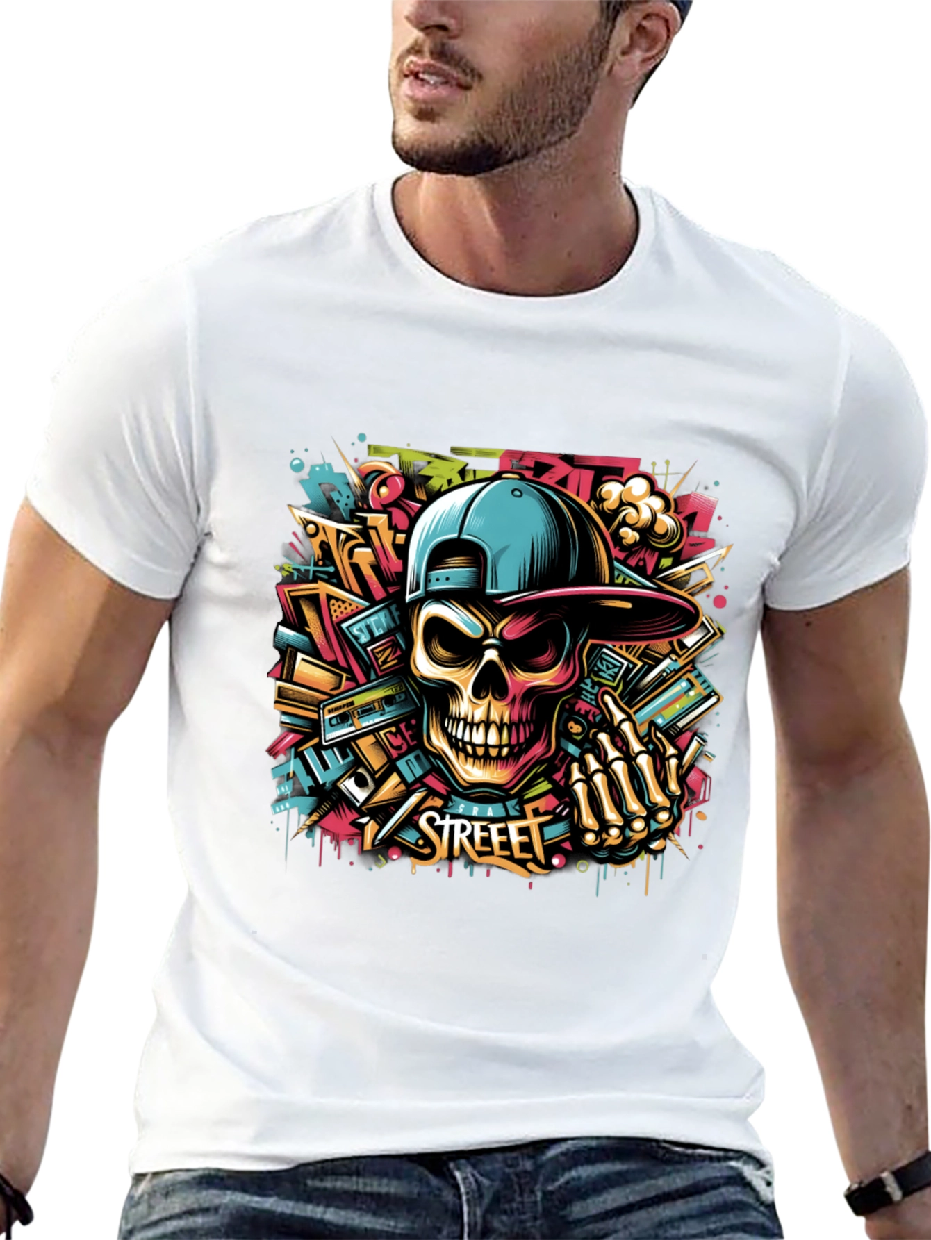 Street Art Skull Graphic Tee - Urban Style