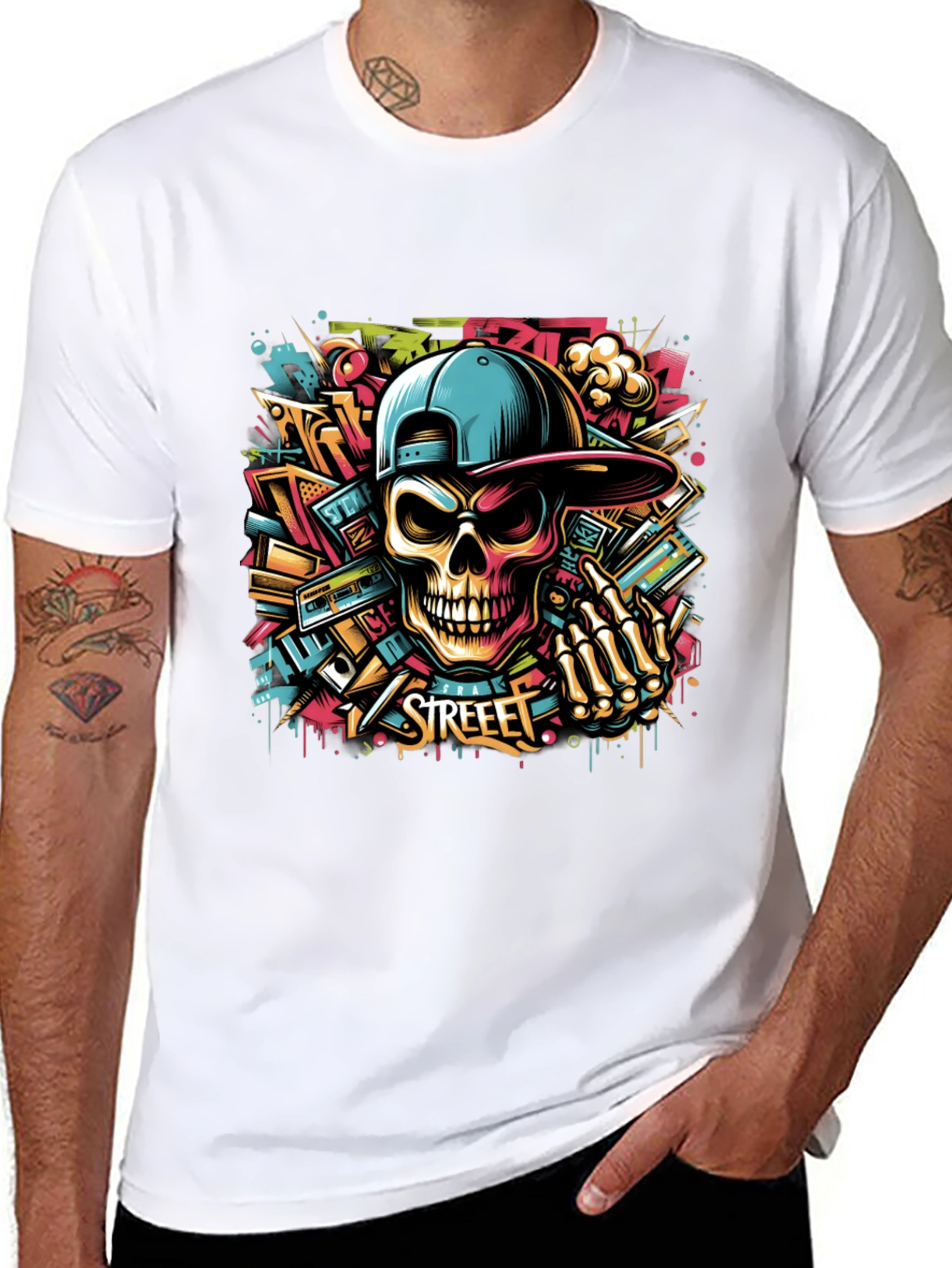 Street Art Skull Graphic Tee - Urban Style