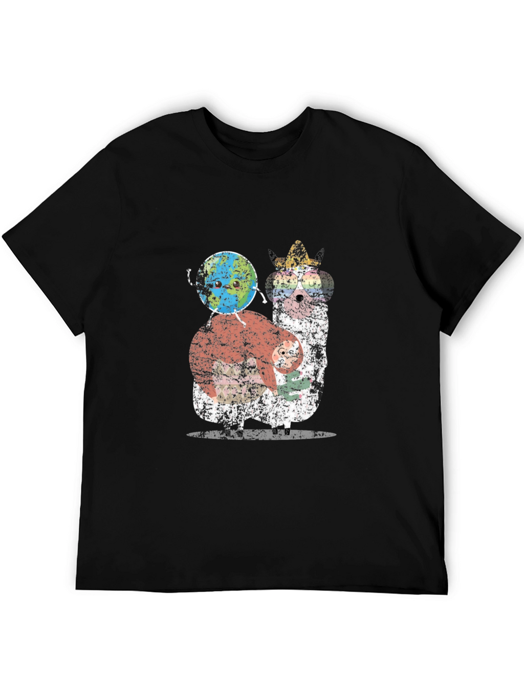 Llama Earth T-Shirt - Quirky Graphic Tee