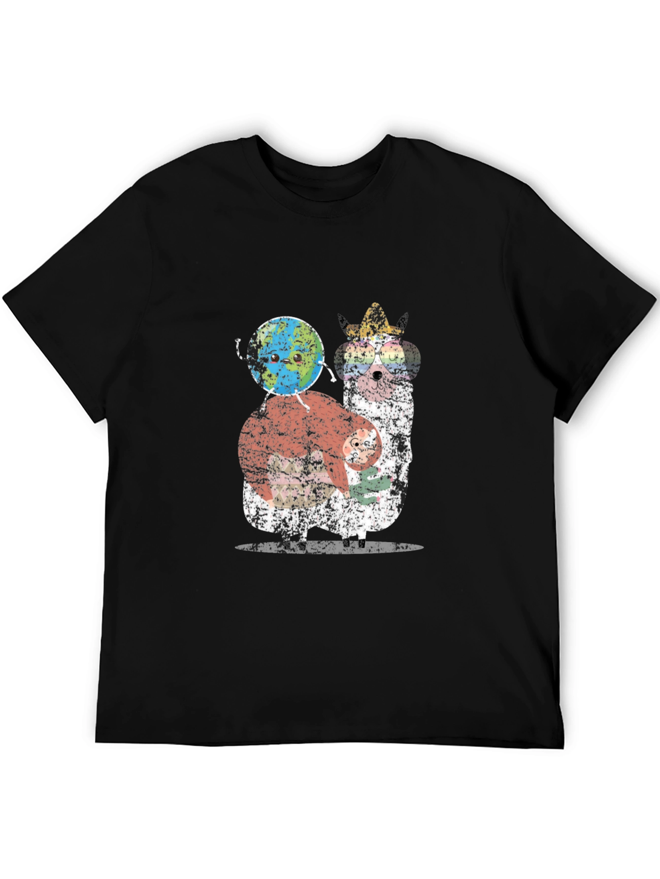 Llama Earth T-Shirt - Quirky Graphic Tee