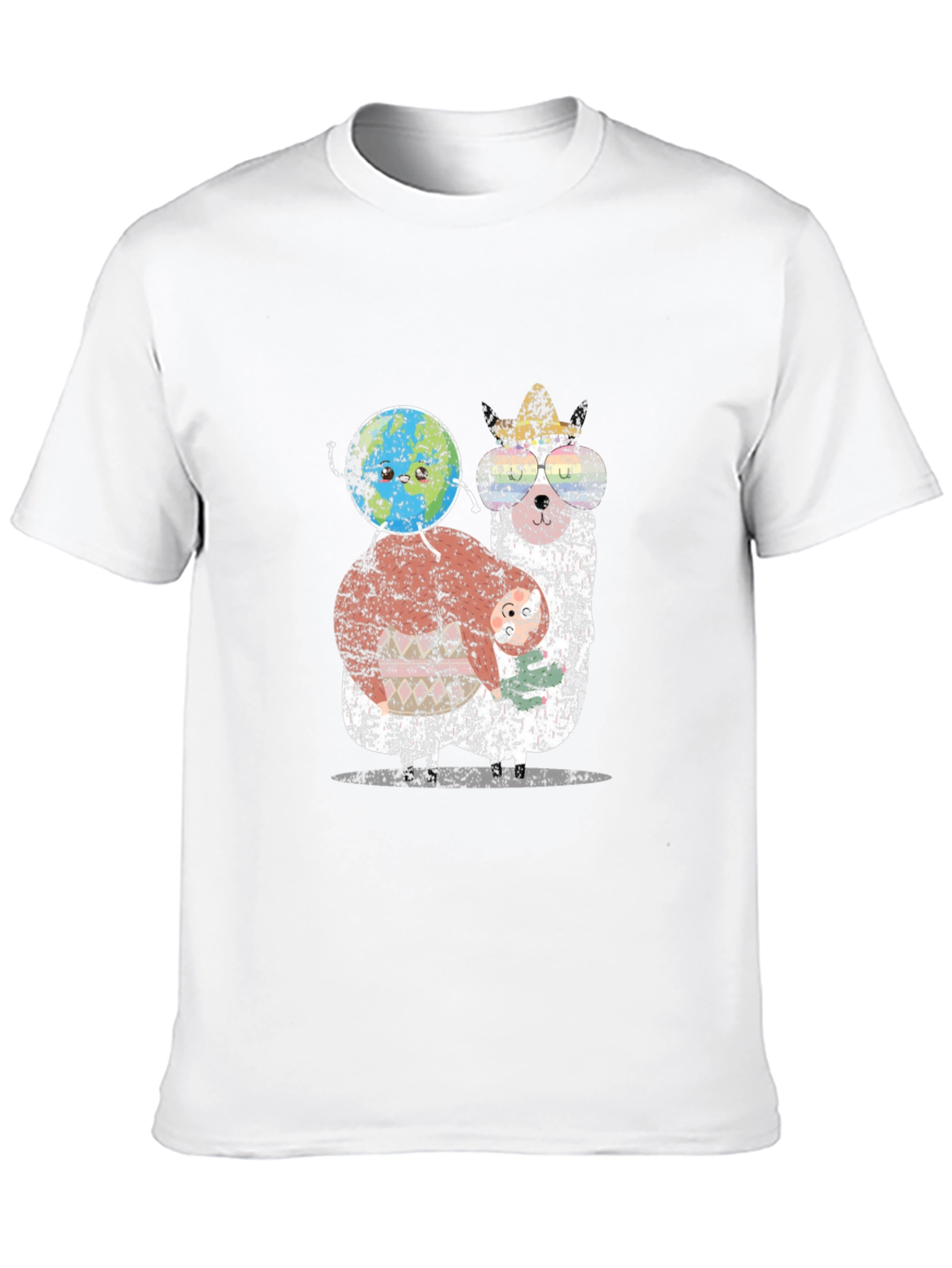 Llama Earth T-Shirt - Quirky Graphic Tee