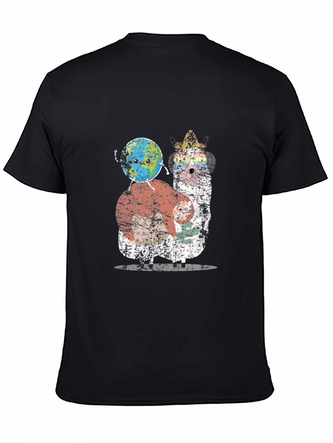 Llama Earth T-Shirt - Quirky Graphic Tee