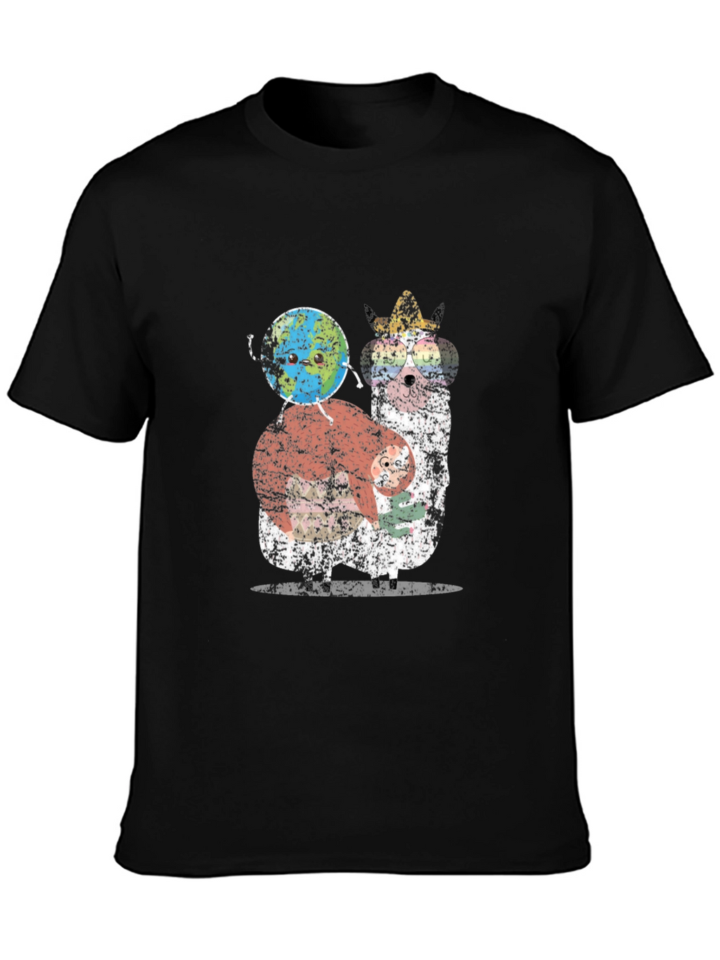 Llama Earth T-Shirt - Quirky Graphic Tee