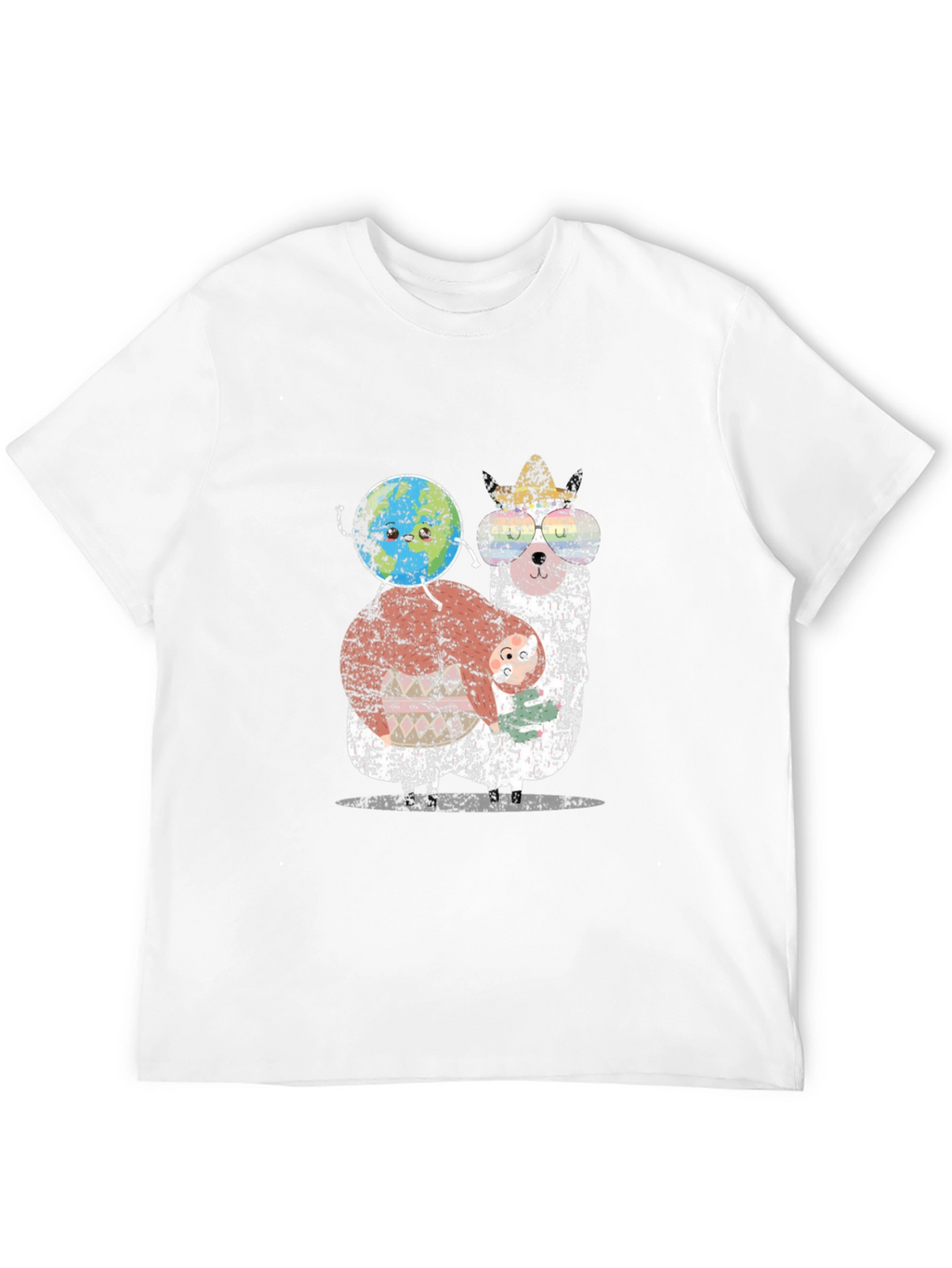Llama Earth T-Shirt - Quirky Graphic Tee
