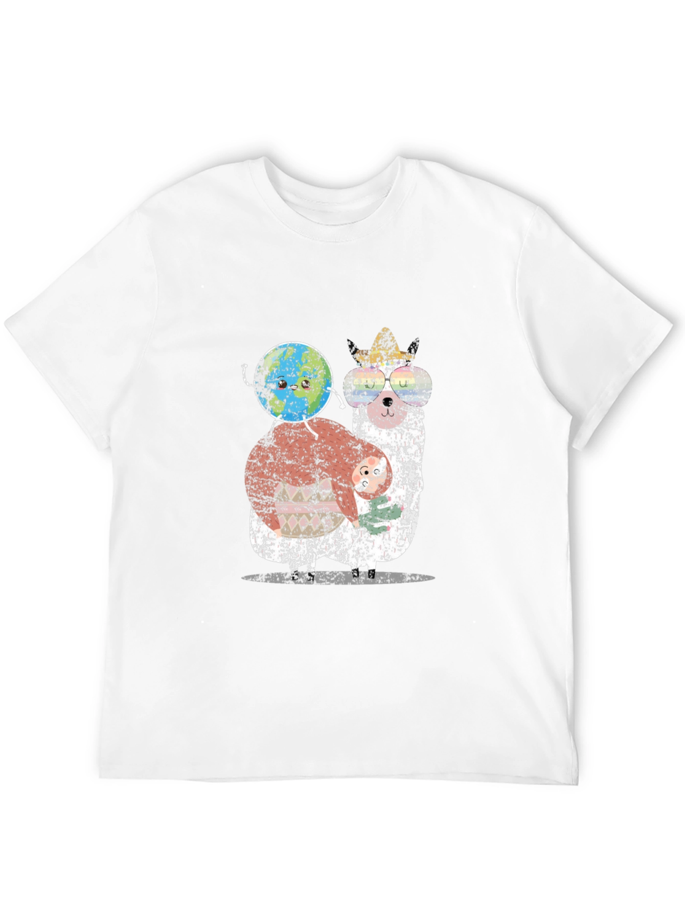 Llama Earth T-Shirt - Quirky Graphic Tee