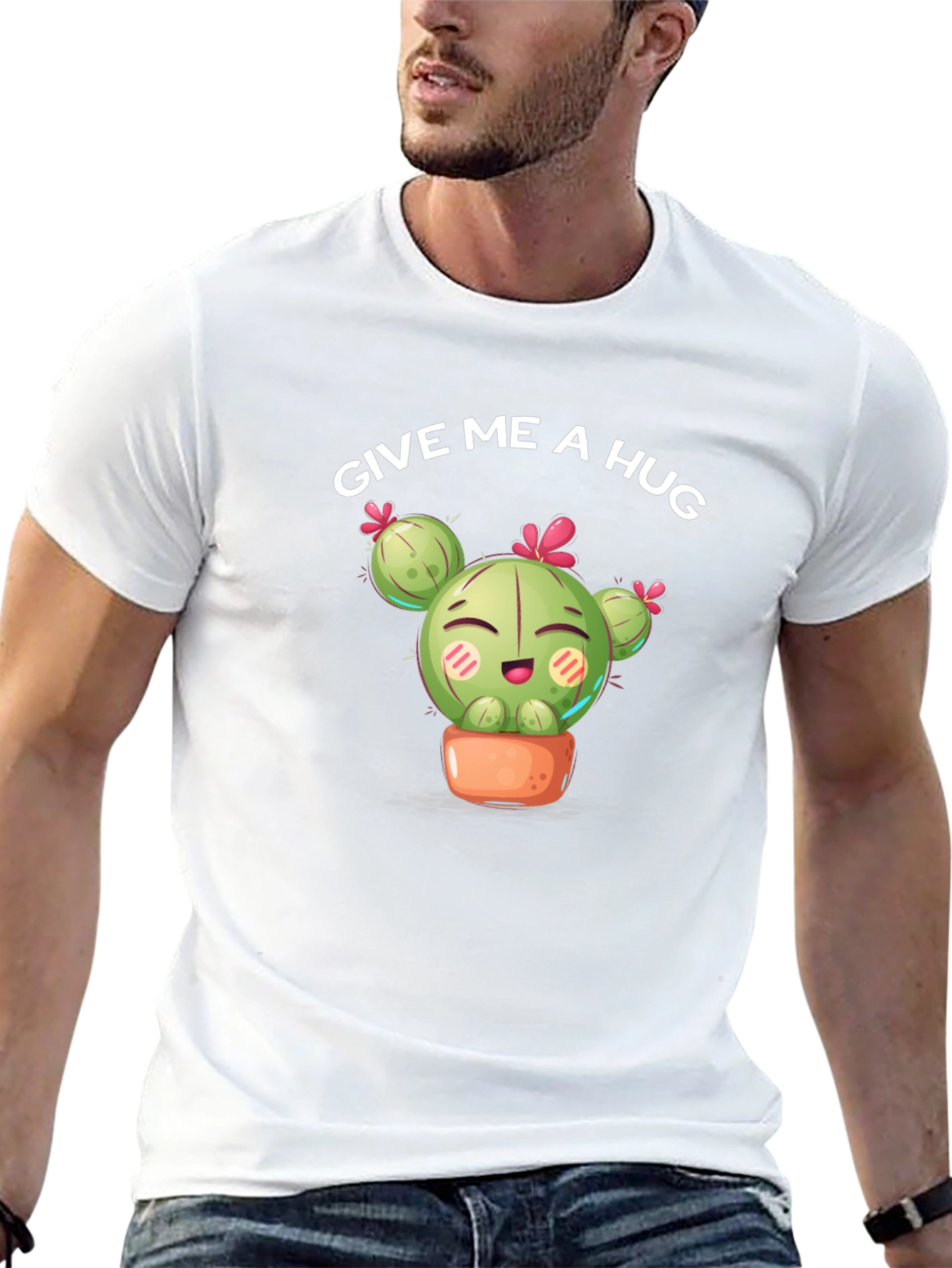 Give Me a Hug Cactus Graphic Tee - Black