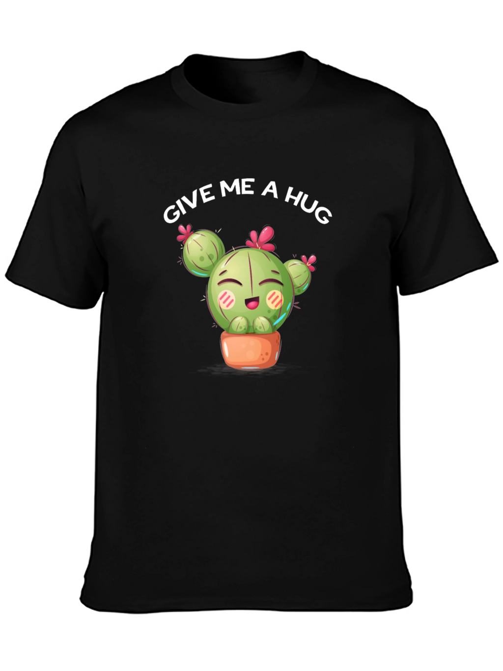 Give Me a Hug Cactus Graphic Tee - Black