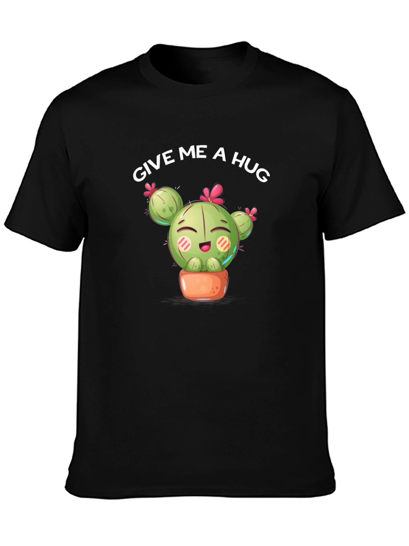 Give Me a Hug Cactus Graphic Tee - Black