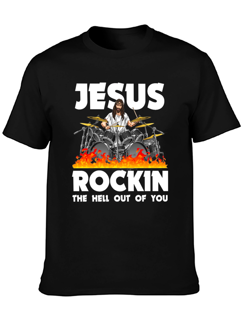 Jesus Rockin T-Shirt - Black Cotton Blend