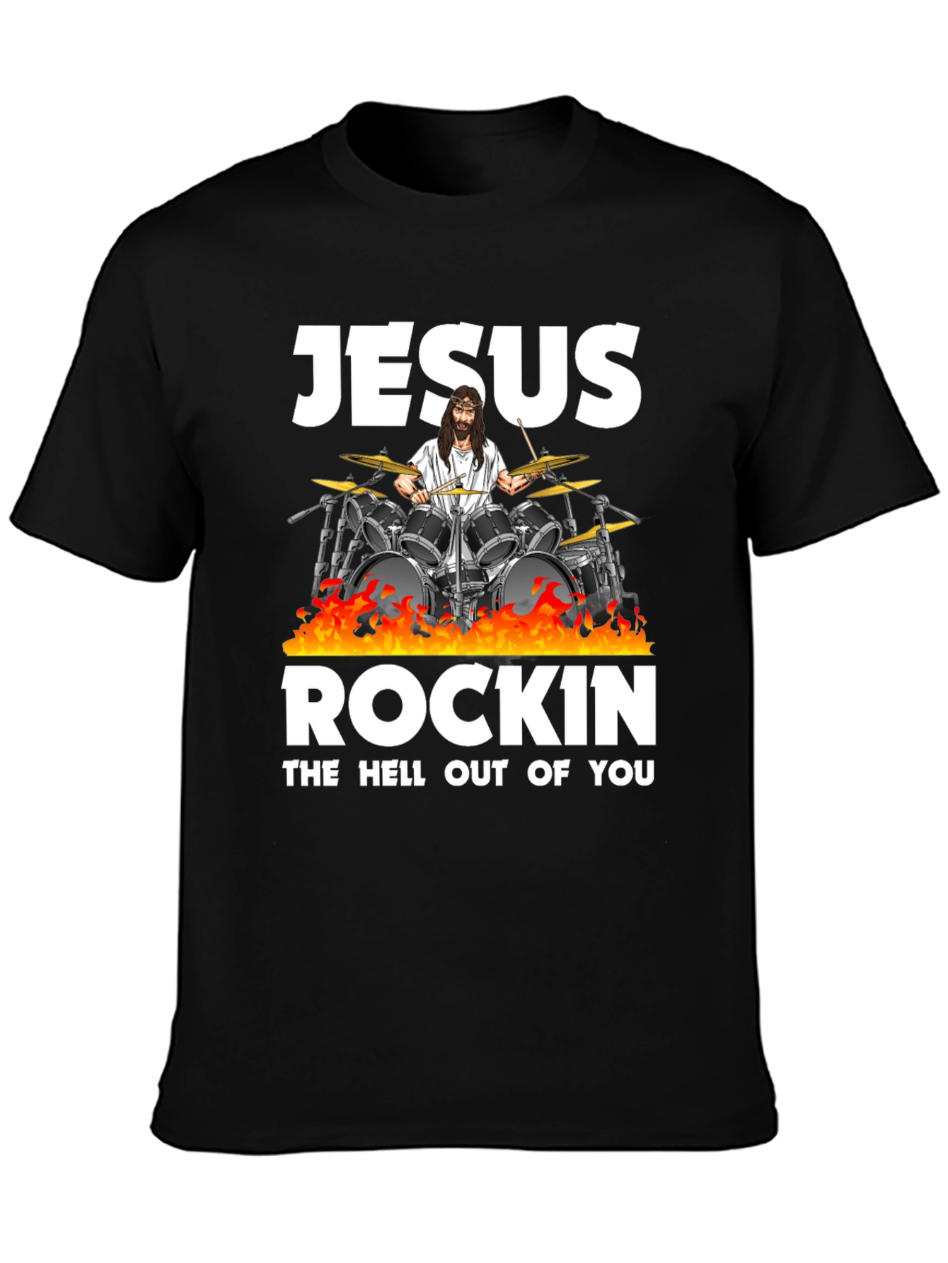 Jesus Rockin T-Shirt - Black Cotton Blend