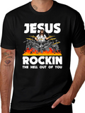 Jesus Rockin T-Shirt - Black Cotton Blend