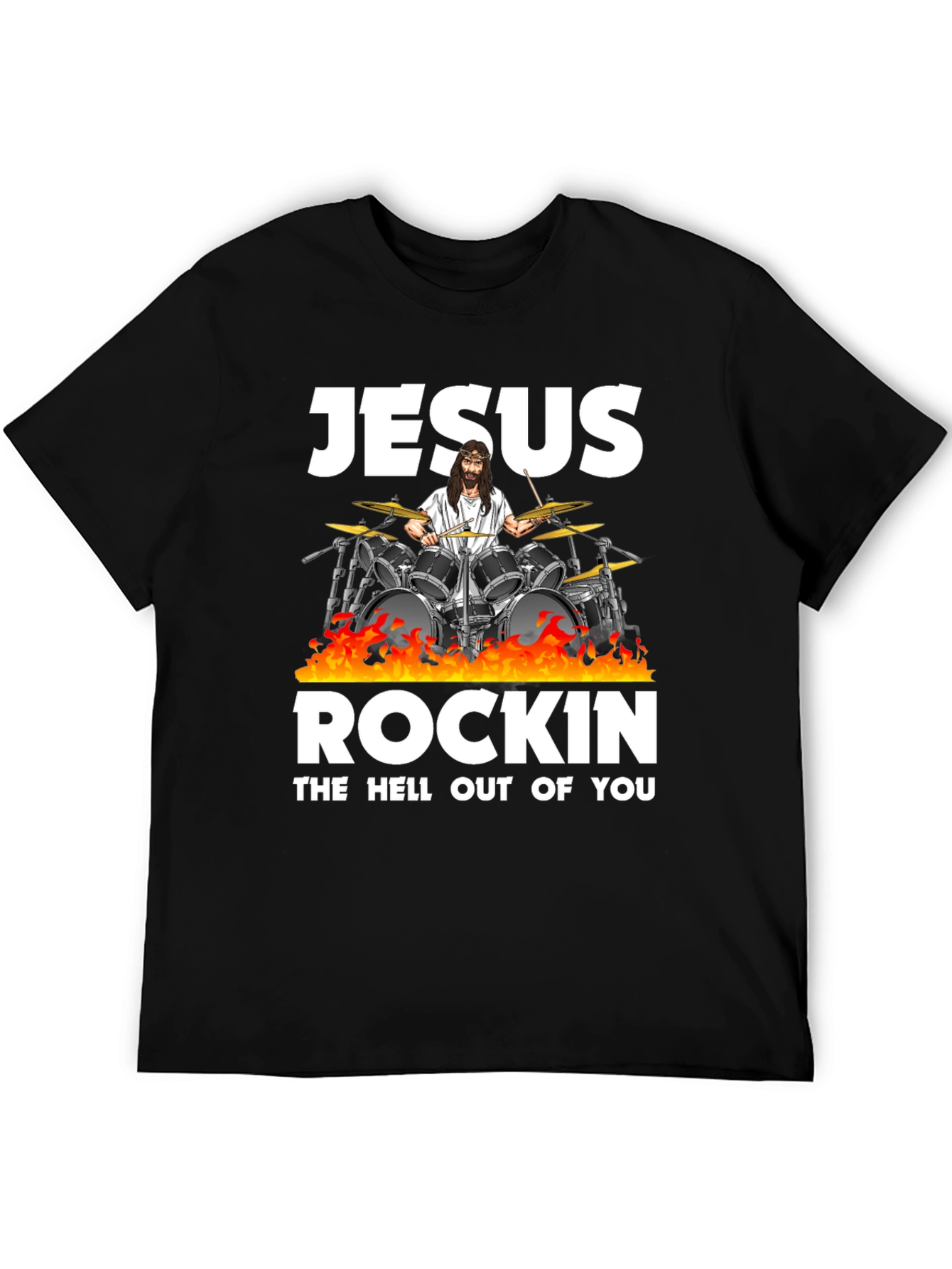 Jesus Rockin T-Shirt - Black Cotton Blend