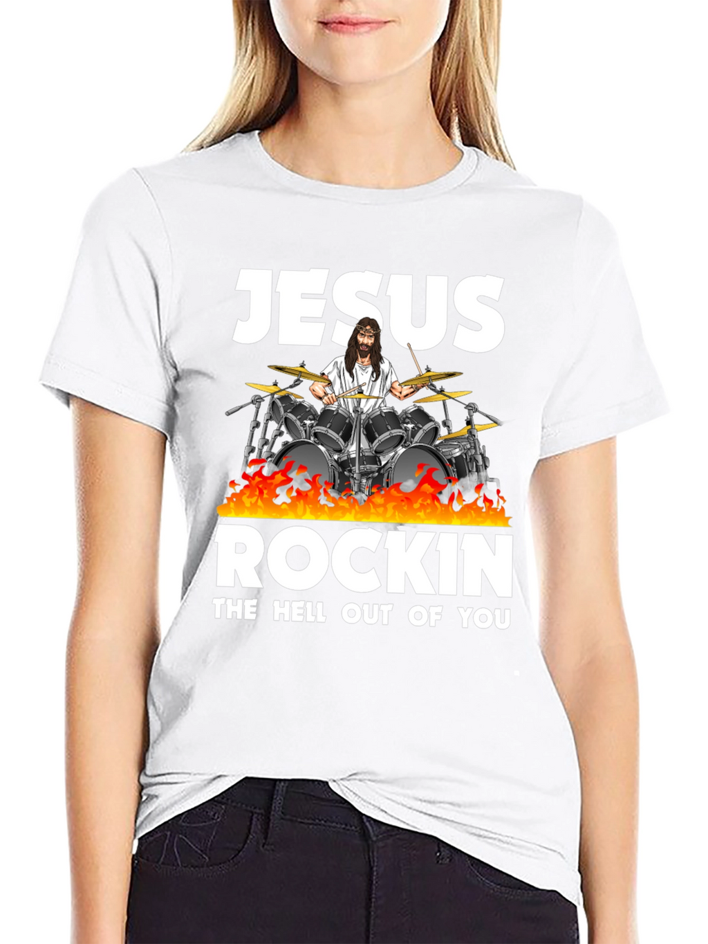 Jesus Rockin T-Shirt - Black Cotton Blend