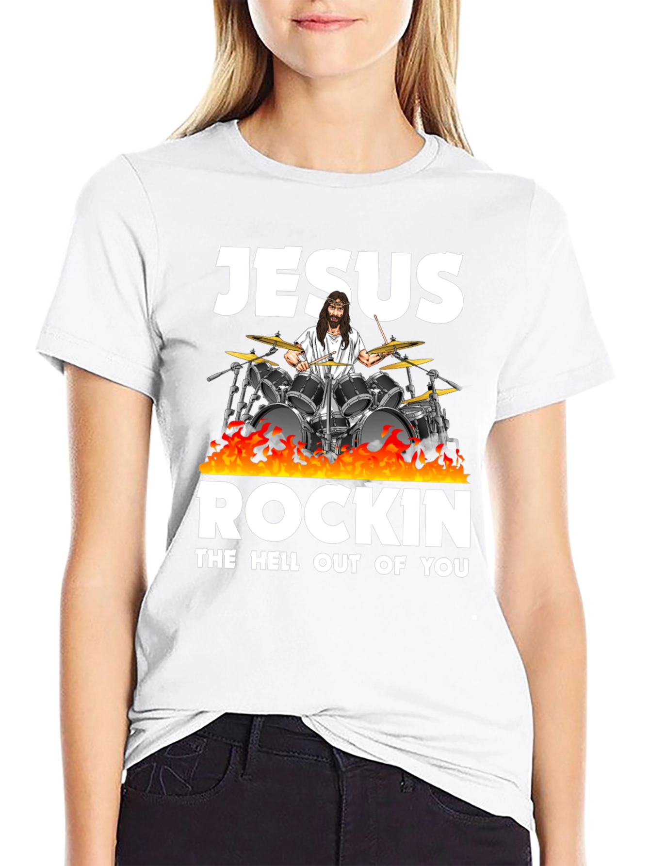 Jesus Rockin T-Shirt - Black Cotton Blend