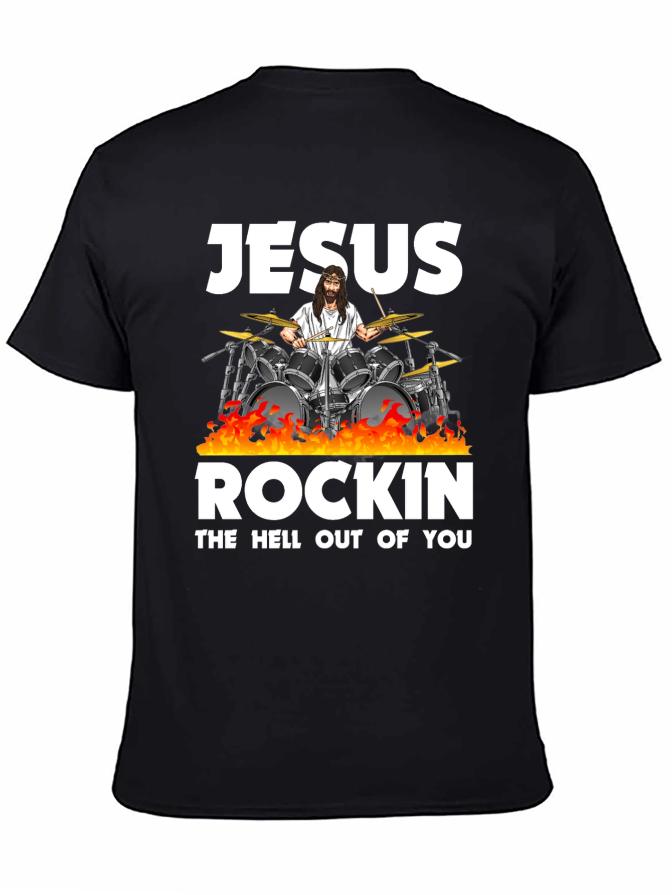 Jesus Rockin T-Shirt - Black Cotton Blend