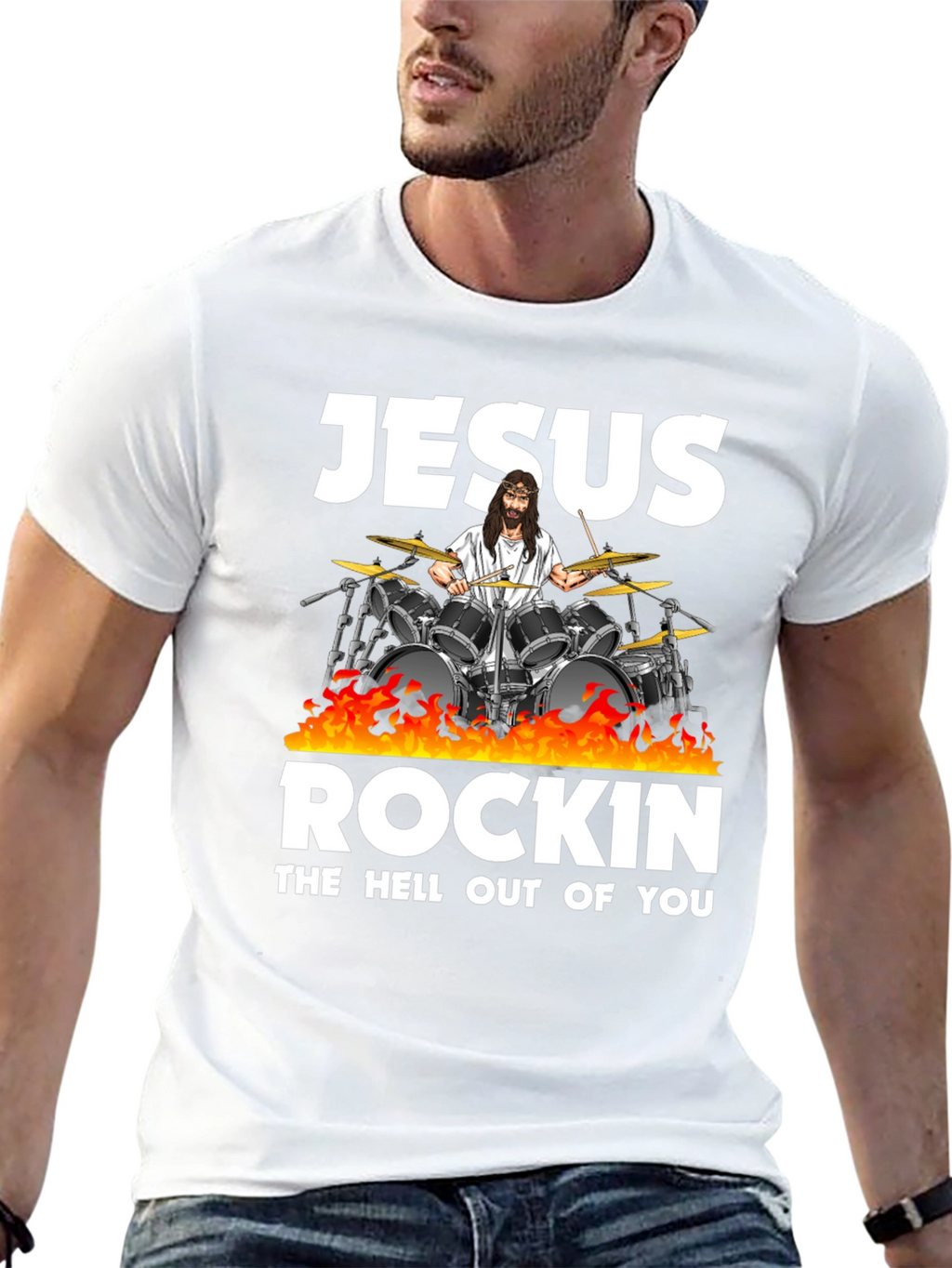 Jesus Rockin T-Shirt - Black Cotton Blend