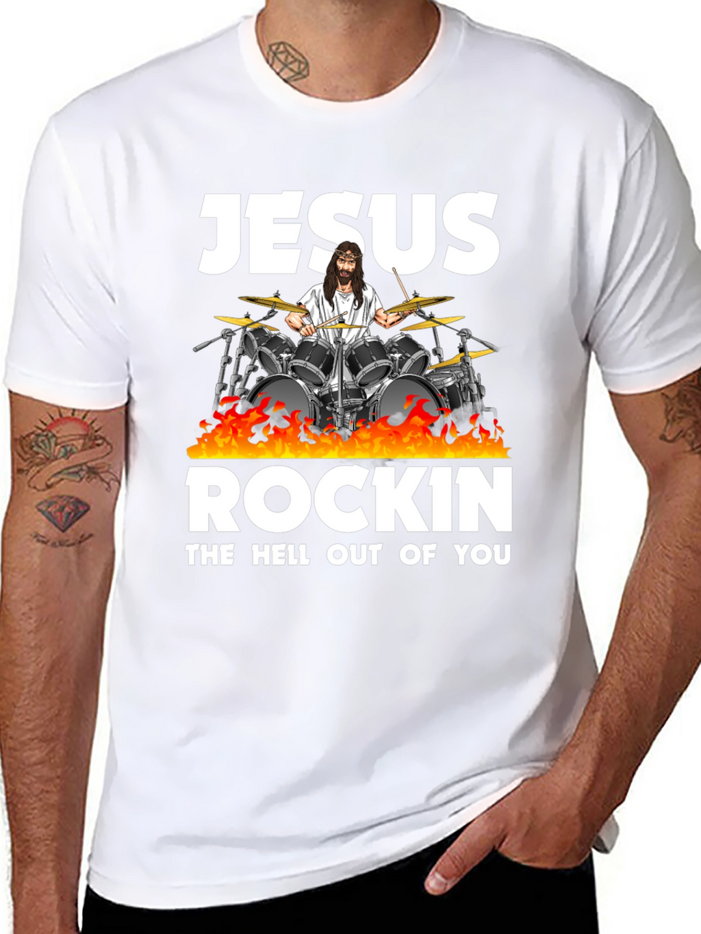 Jesus Rockin T-Shirt - Black Cotton Blend