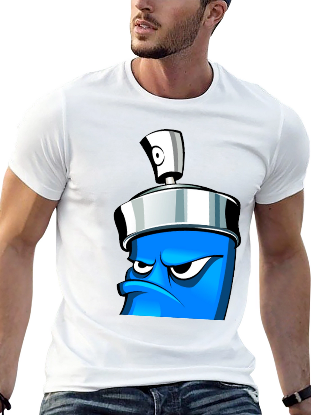 Mens Graphic T-Shirt - Cartoon Spray Can Design