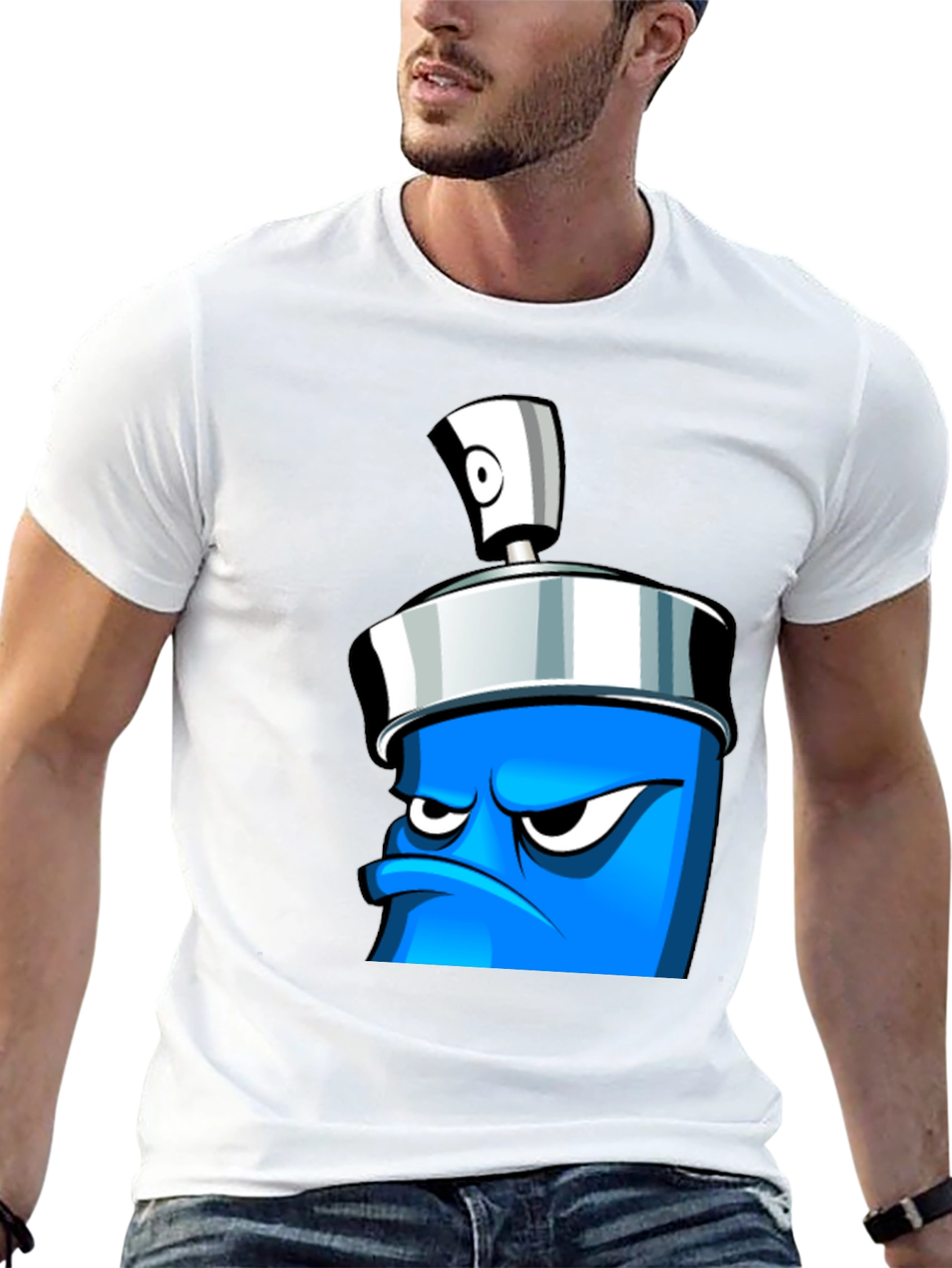Mens Graphic T-Shirt - Cartoon Spray Can Design