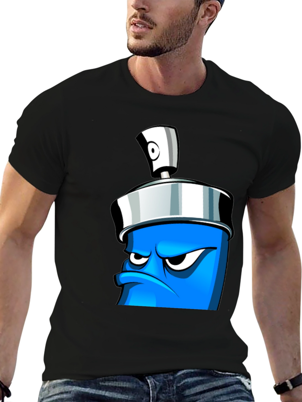Mens Graphic T-Shirt - Cartoon Spray Can Design