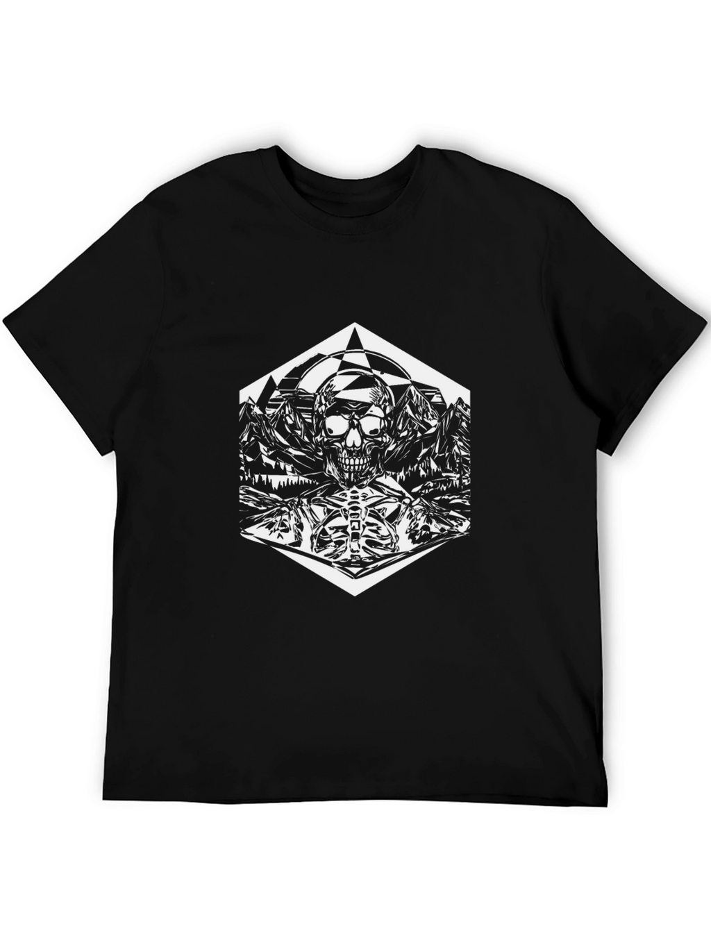 Skull & Mountain Graphic Tee - Black