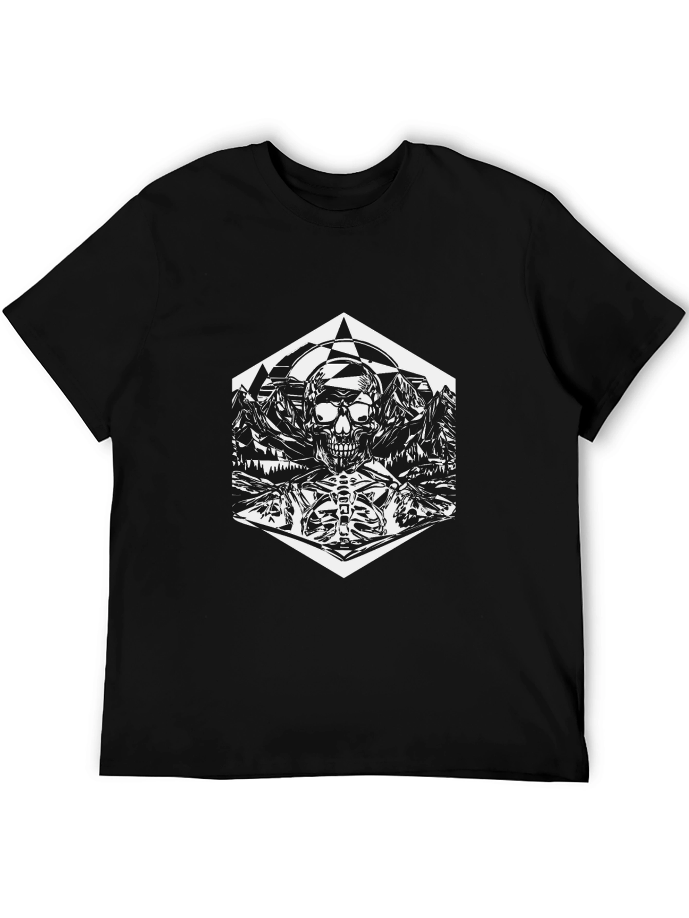 Skull & Mountain Graphic Tee - Black