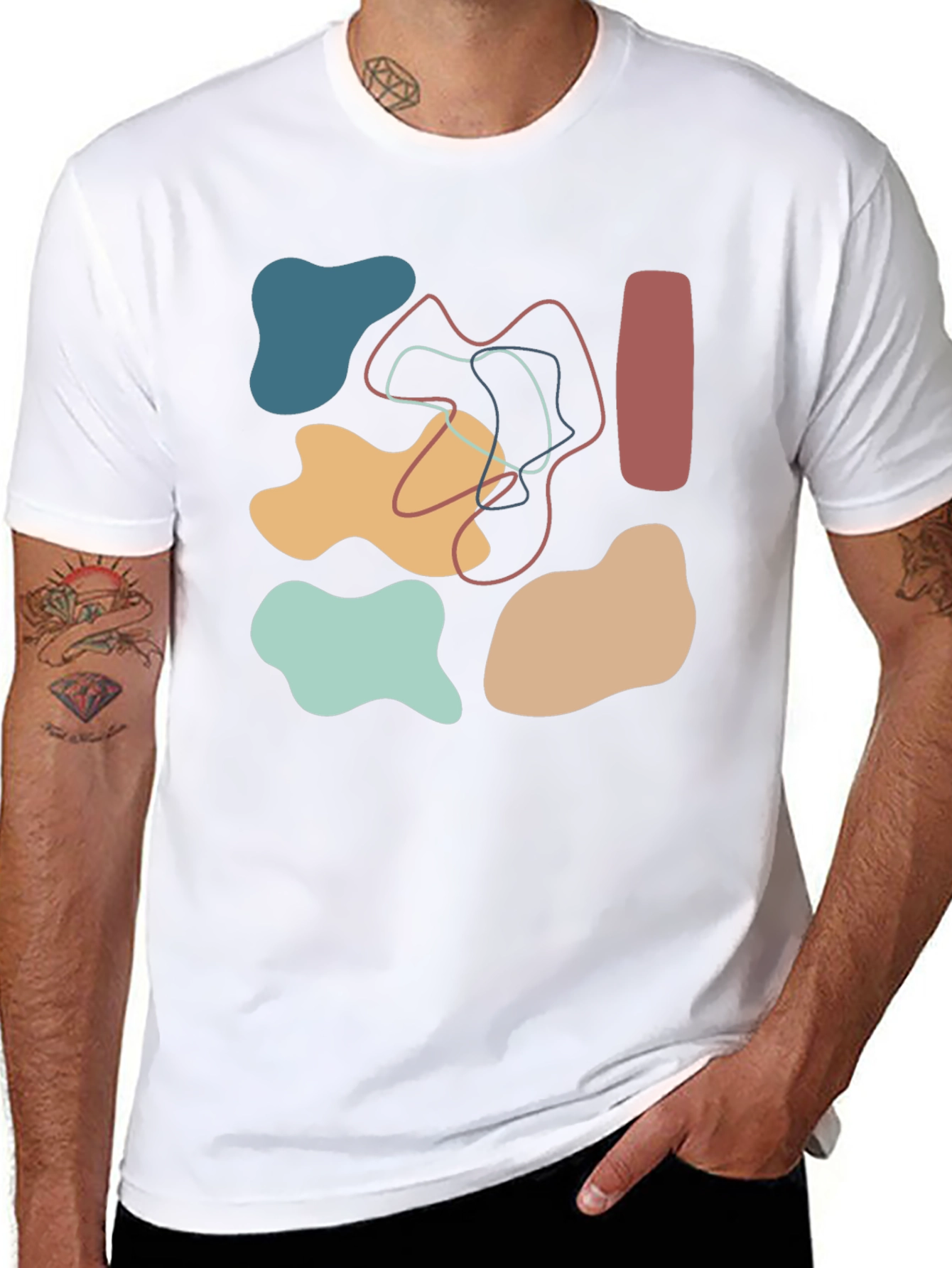 Abstract Graphic Print T-Shirt - Casual Style