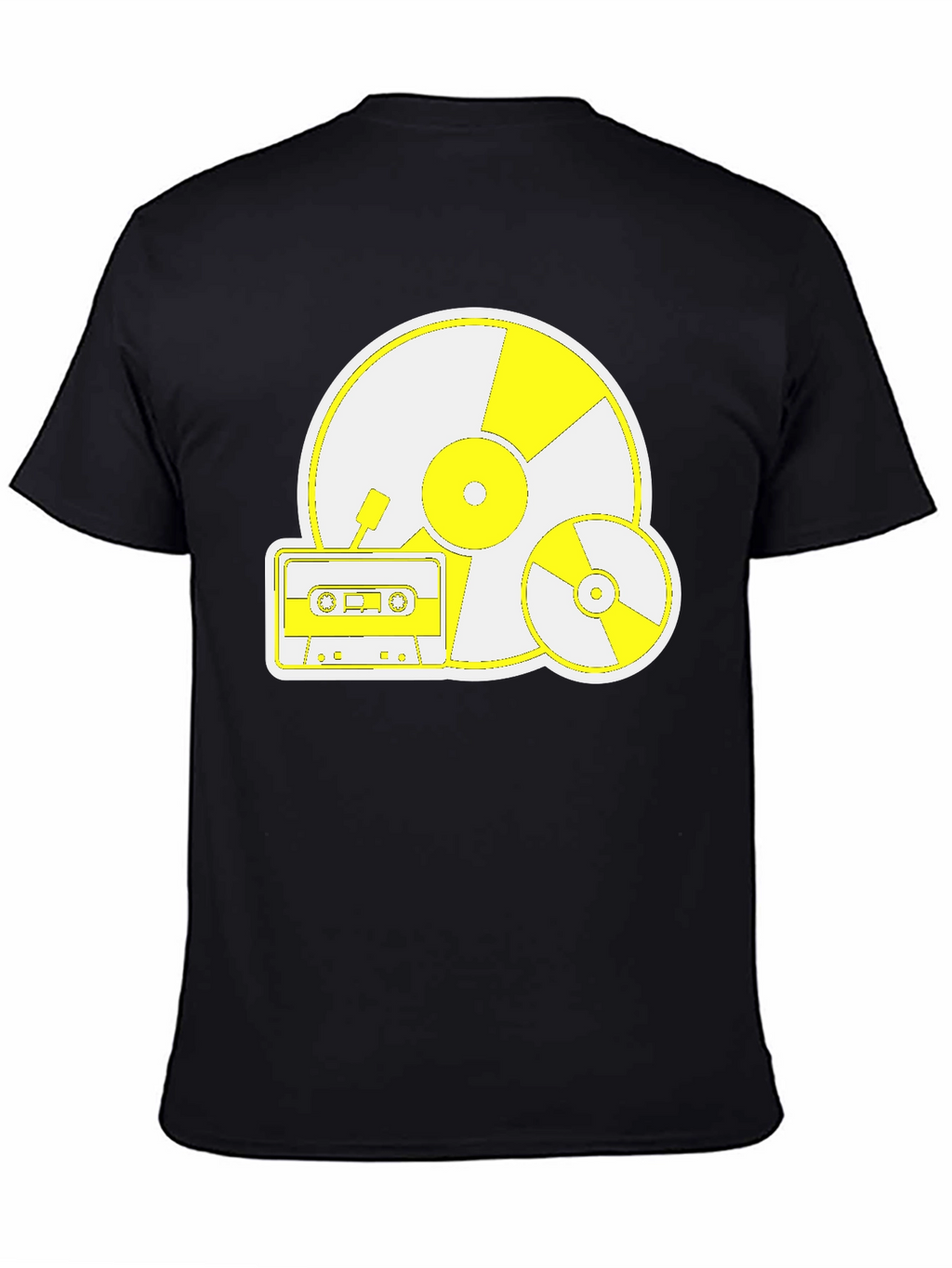 Retro Music Tee: Vinyl CD and Cassette Design