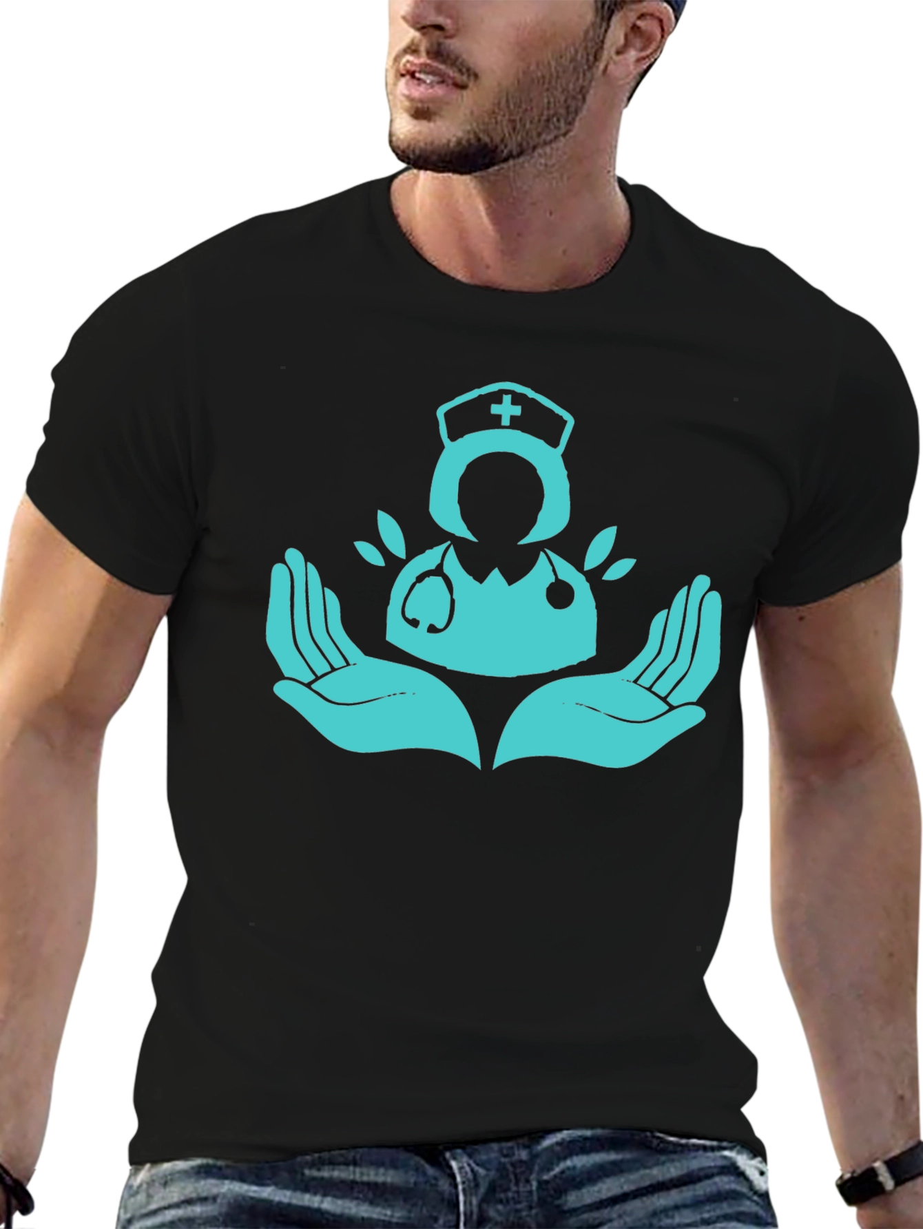 Nurse Hands Graphic T-Shirt - Caring Design