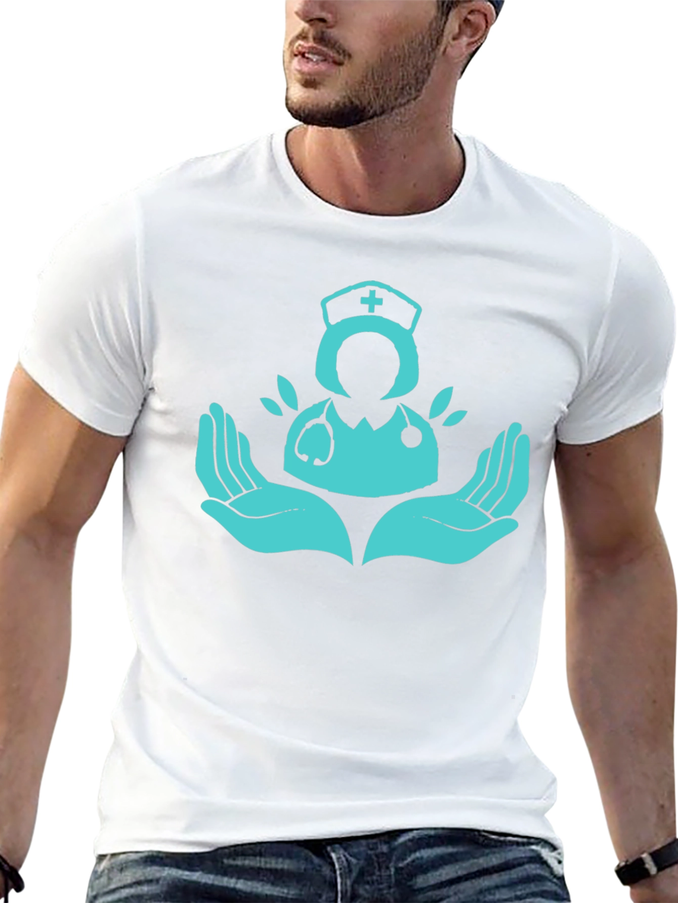 Nurse Hands Graphic T-Shirt - Caring Design