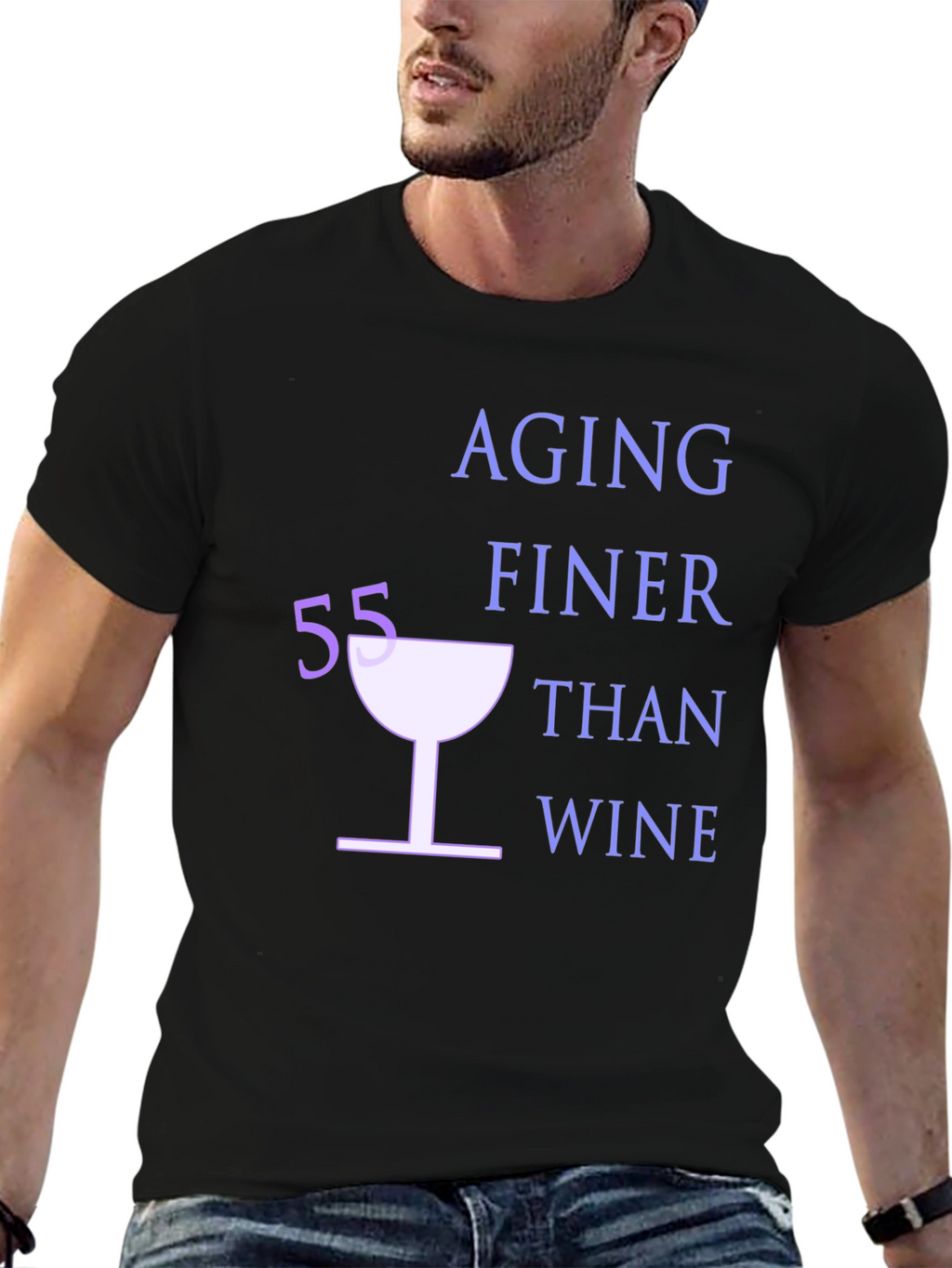 Aging Finer Than Wine - Black Graphic T-Shirt