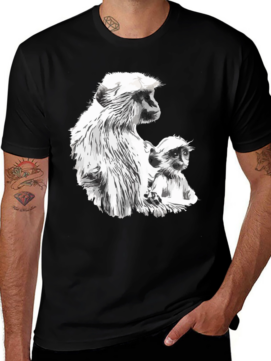 Monkey Graphic Black T-Shirt