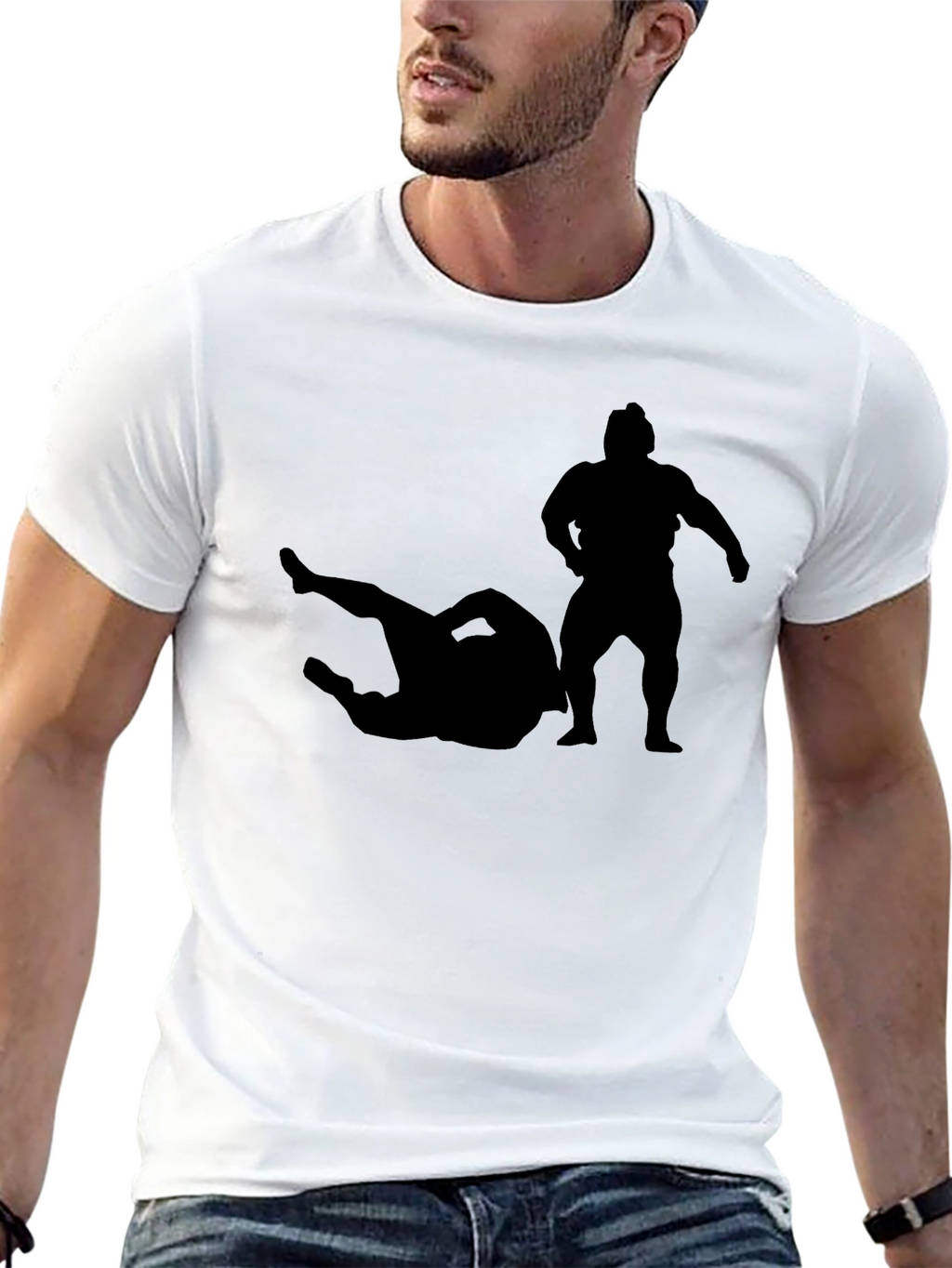 Sumo Wrestler Silhouette T-Shirt - Black