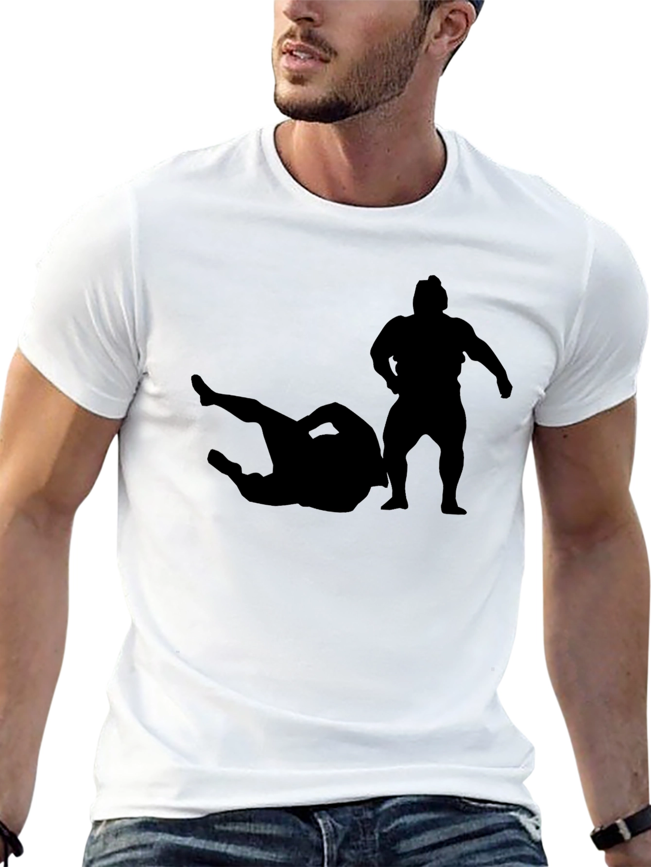 Sumo Wrestler Silhouette T-Shirt - Black